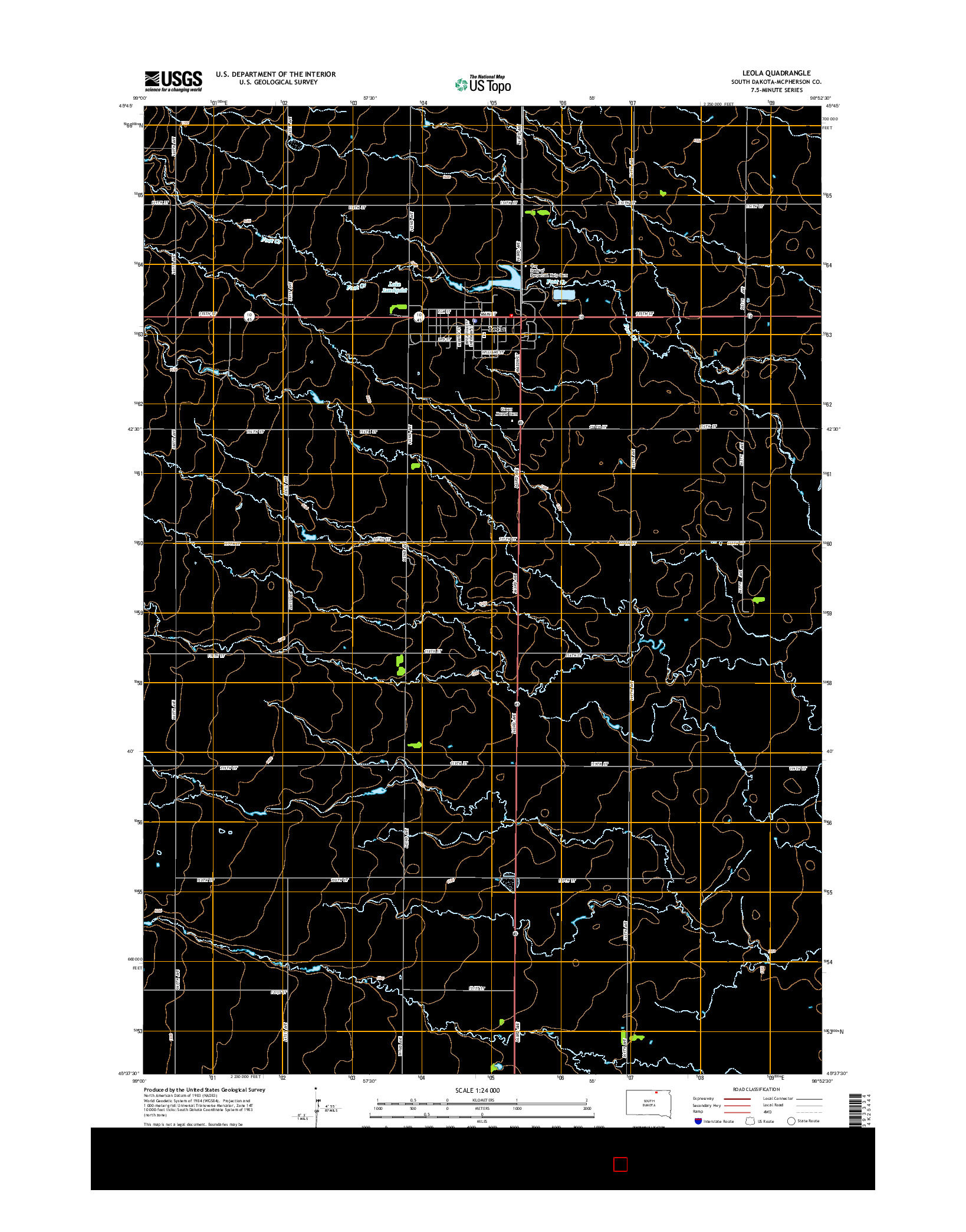 USGS US TOPO 7.5-MINUTE MAP FOR LEOLA, SD 2015