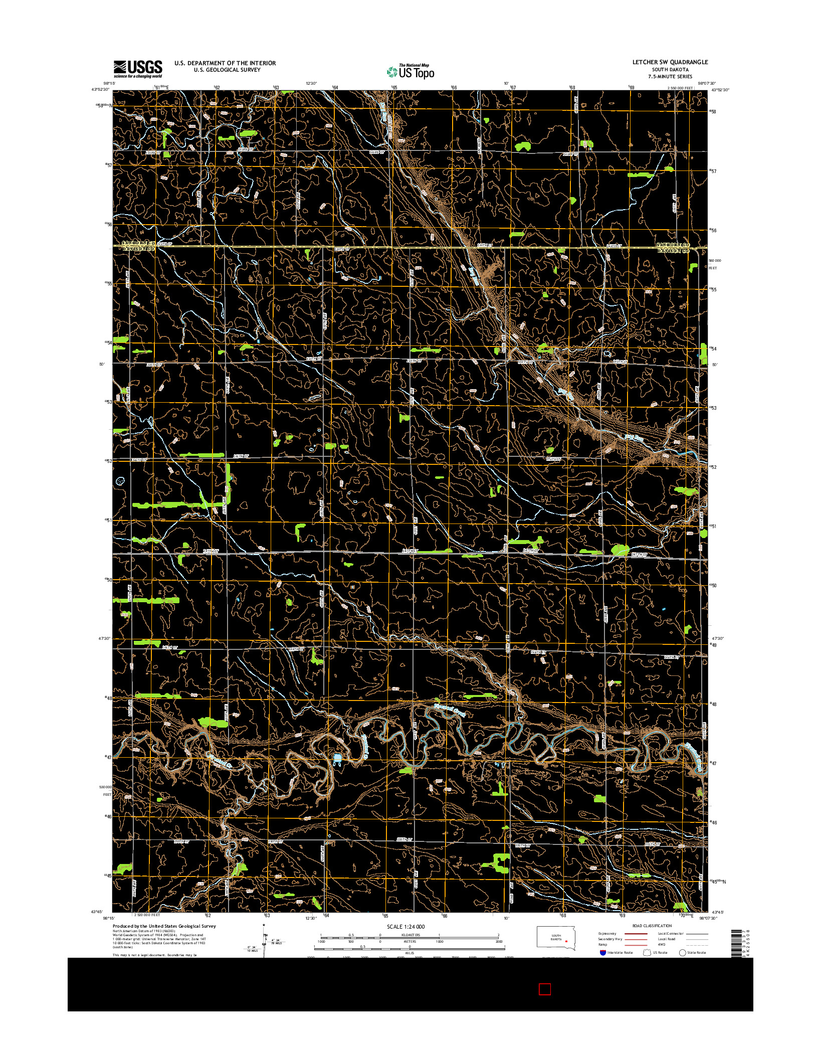 USGS US TOPO 7.5-MINUTE MAP FOR LETCHER SW, SD 2015