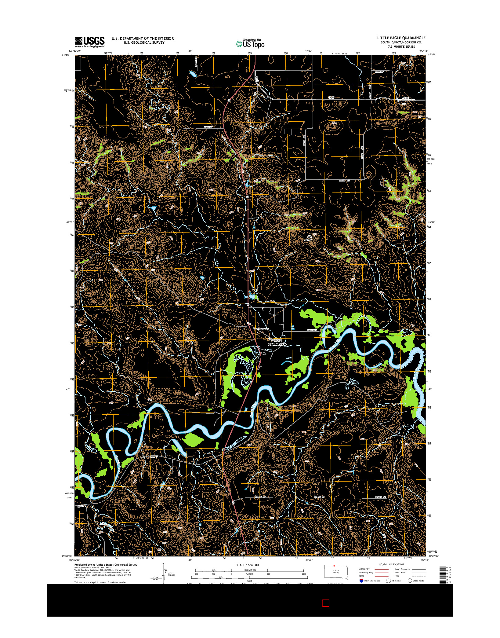 USGS US TOPO 7.5-MINUTE MAP FOR LITTLE EAGLE, SD 2015