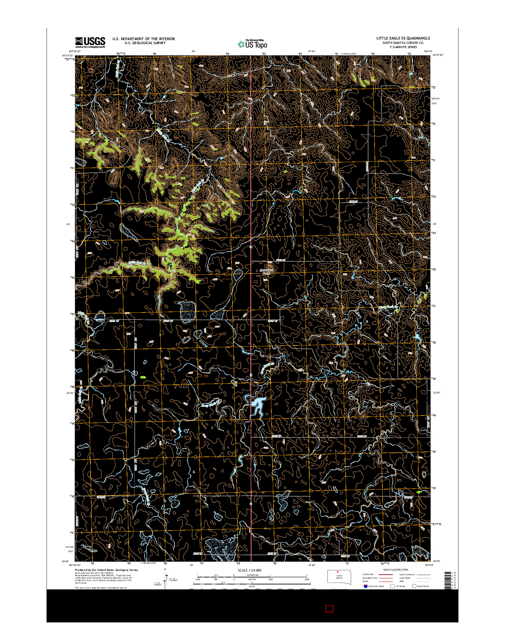 USGS US TOPO 7.5-MINUTE MAP FOR LITTLE EAGLE SE, SD 2015