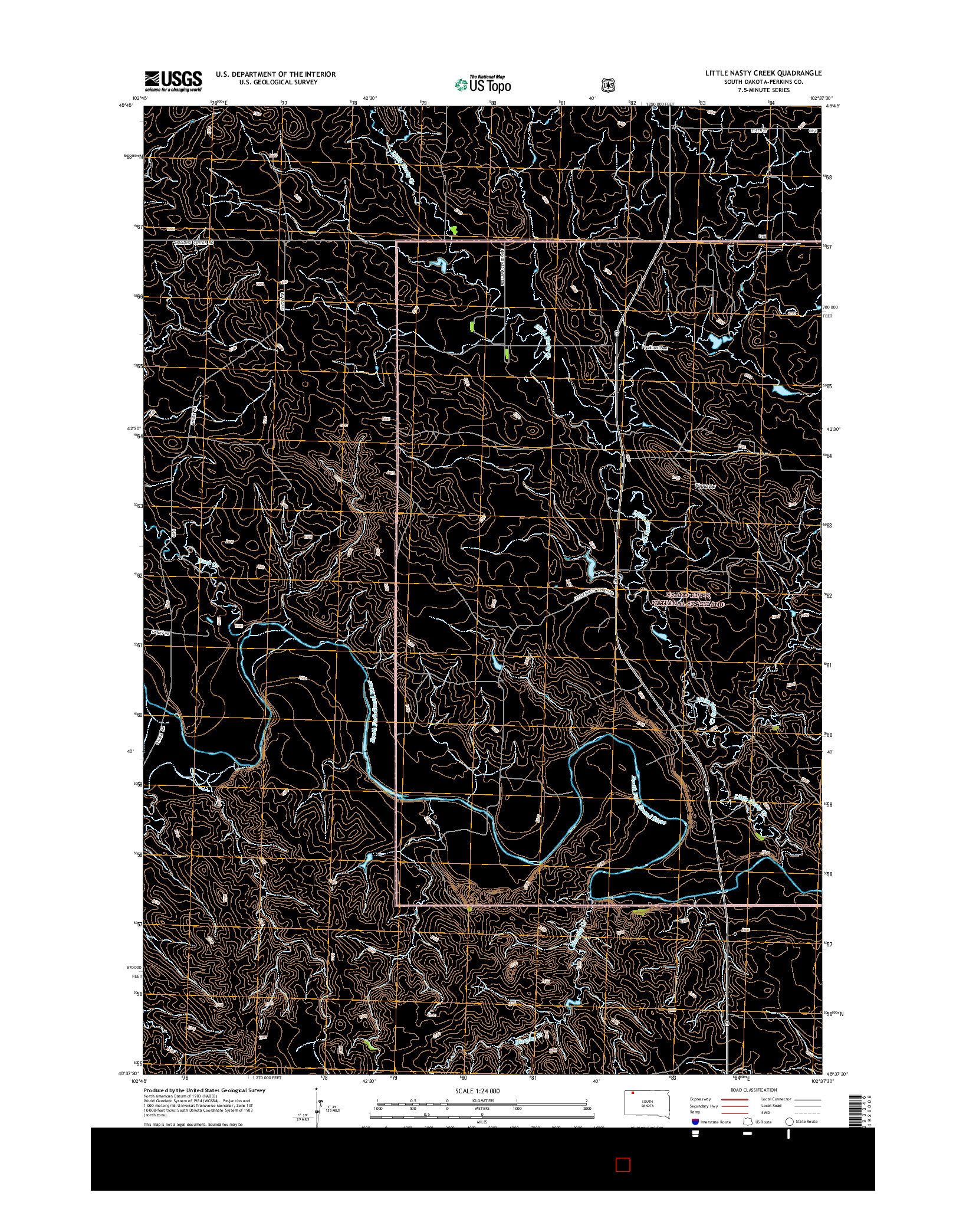 USGS US TOPO 7.5-MINUTE MAP FOR LITTLE NASTY CREEK, SD 2015