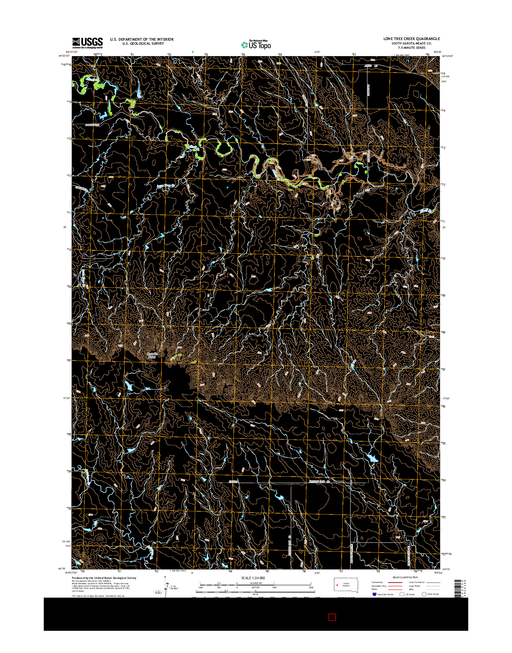 USGS US TOPO 7.5-MINUTE MAP FOR LONE TREE CREEK, SD 2015
