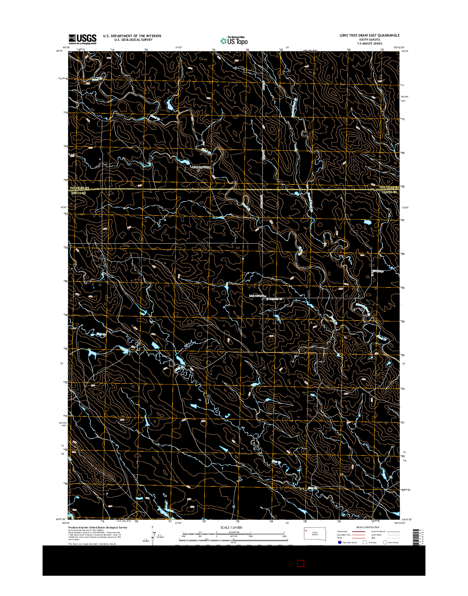 USGS US TOPO 7.5-MINUTE MAP FOR LONE TREE DRAW EAST, SD 2015