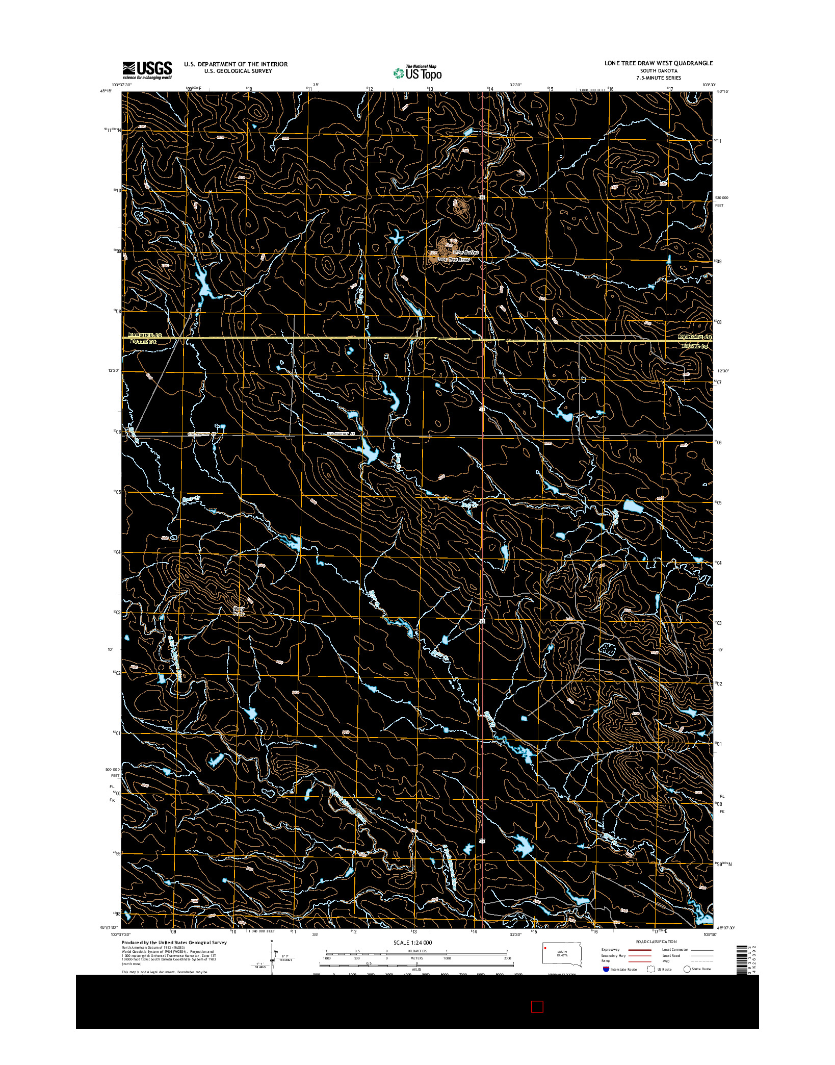 USGS US TOPO 7.5-MINUTE MAP FOR LONE TREE DRAW WEST, SD 2015