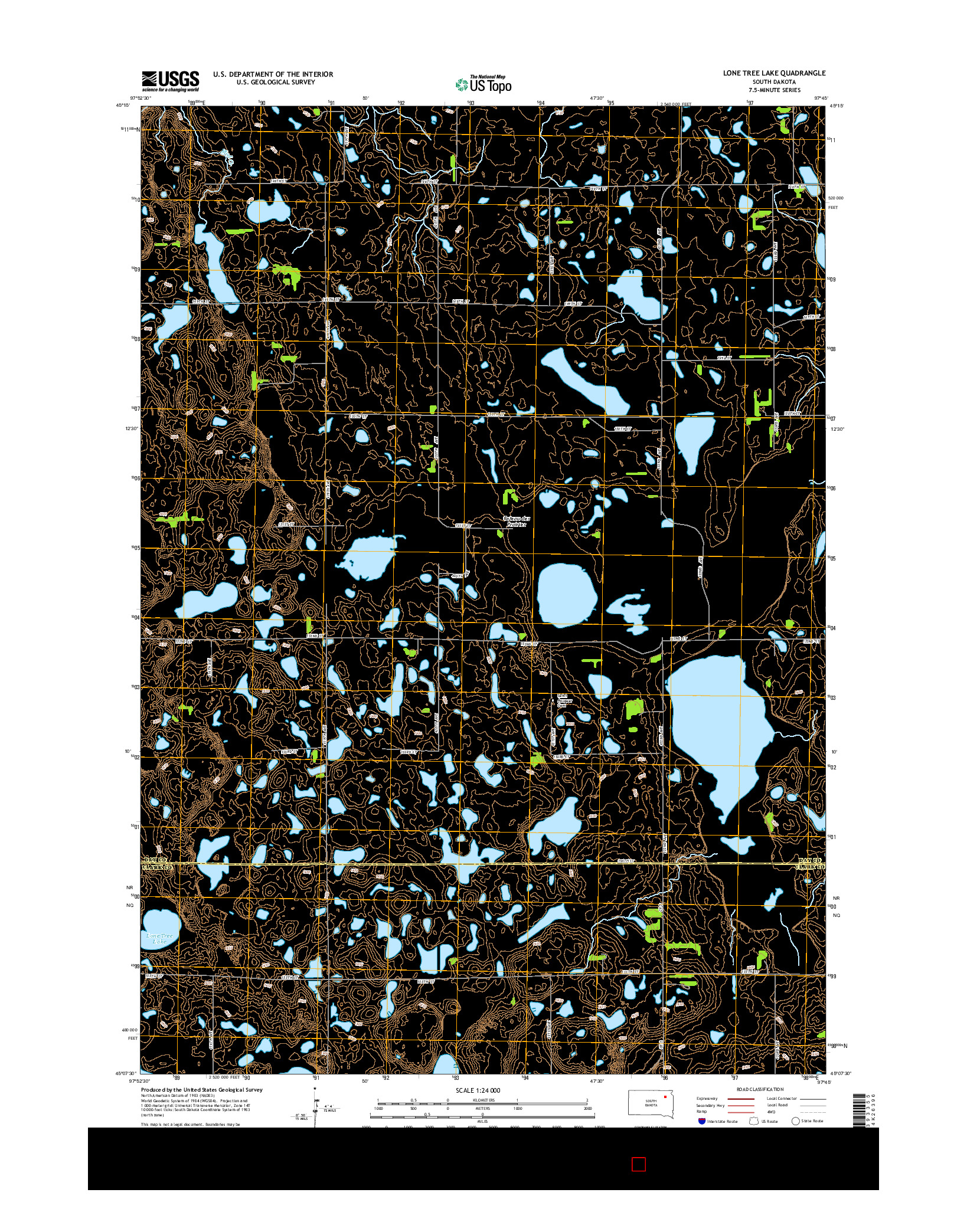 USGS US TOPO 7.5-MINUTE MAP FOR LONE TREE LAKE, SD 2015
