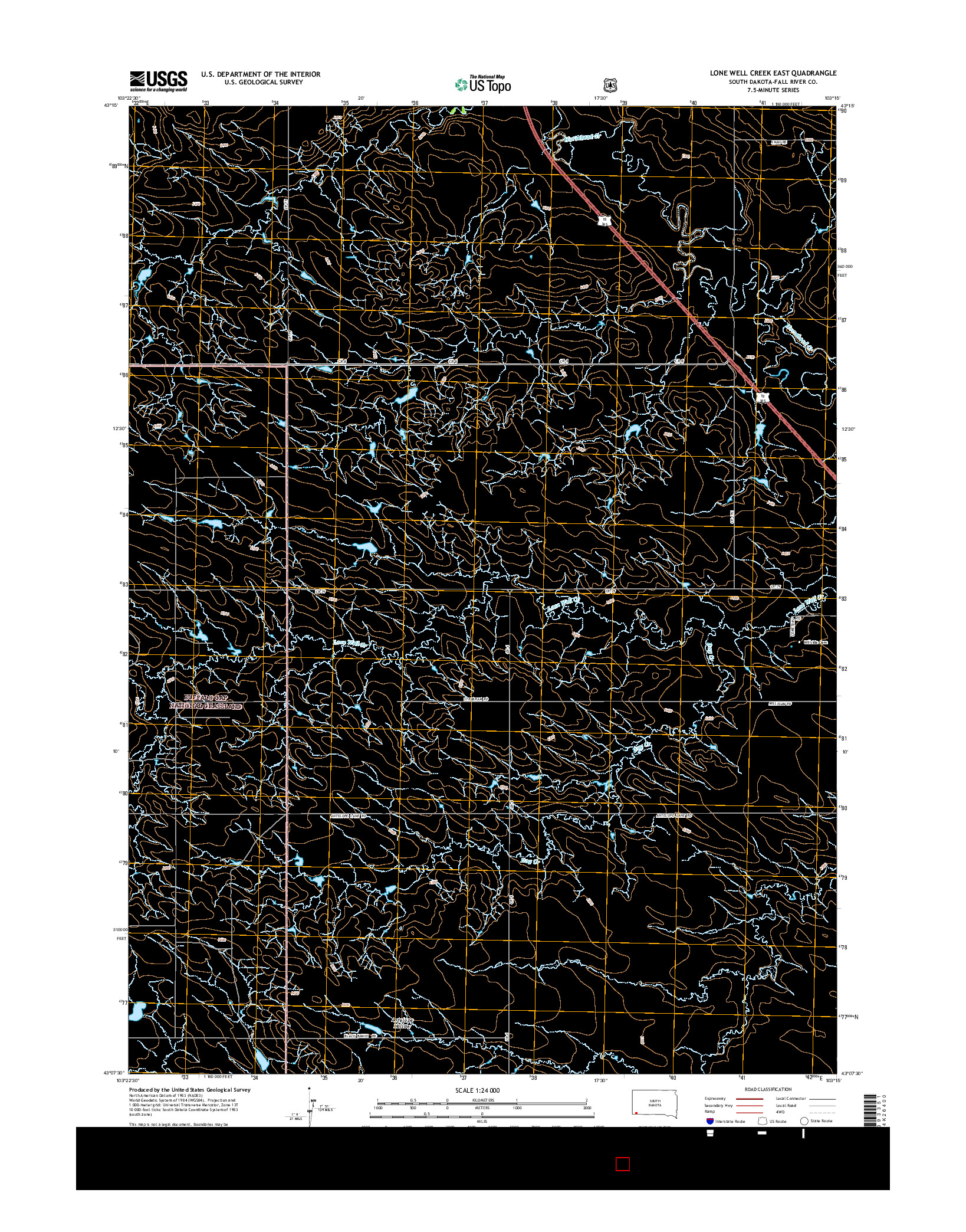 USGS US TOPO 7.5-MINUTE MAP FOR LONE WELL CREEK EAST, SD 2015