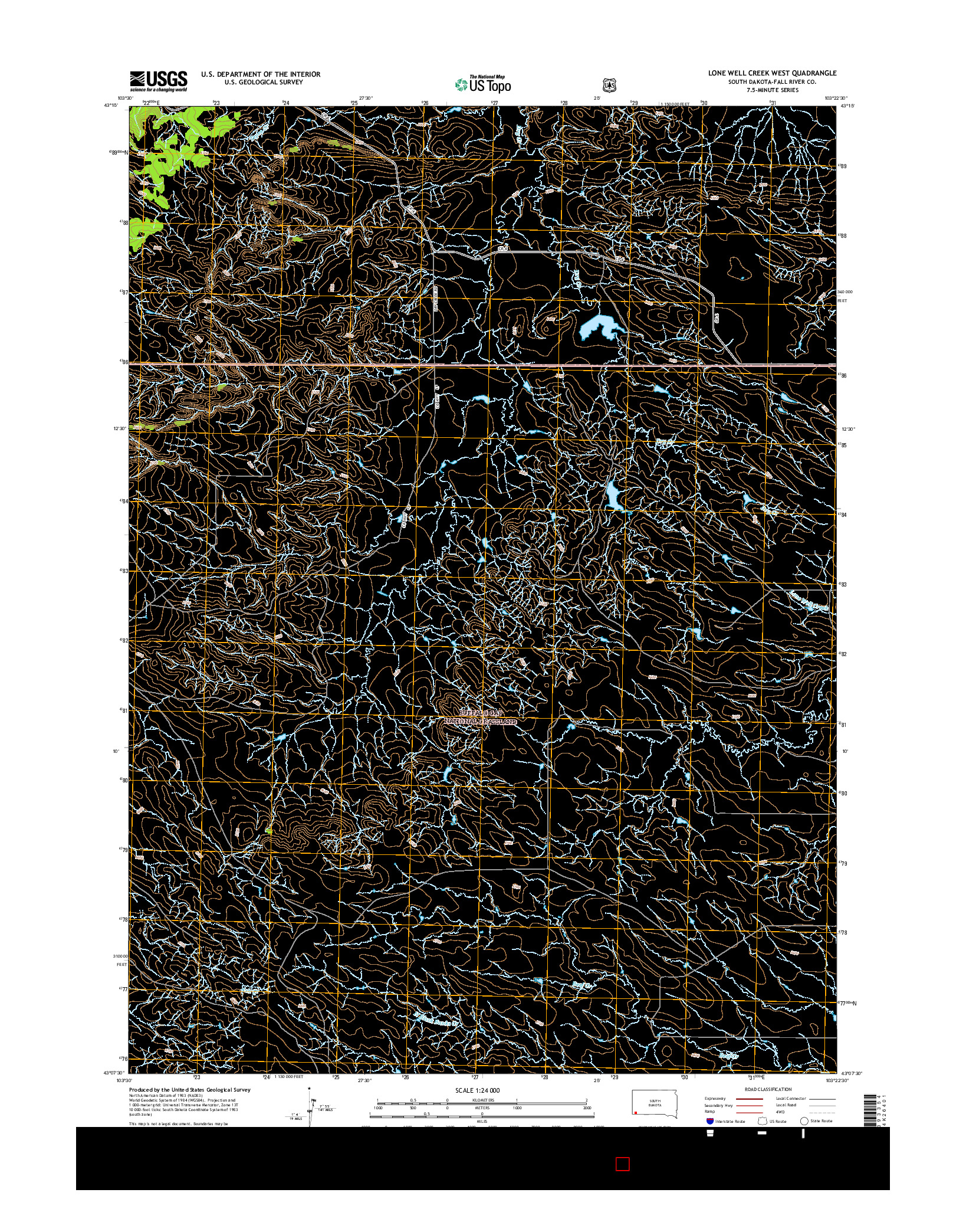 USGS US TOPO 7.5-MINUTE MAP FOR LONE WELL CREEK WEST, SD 2015