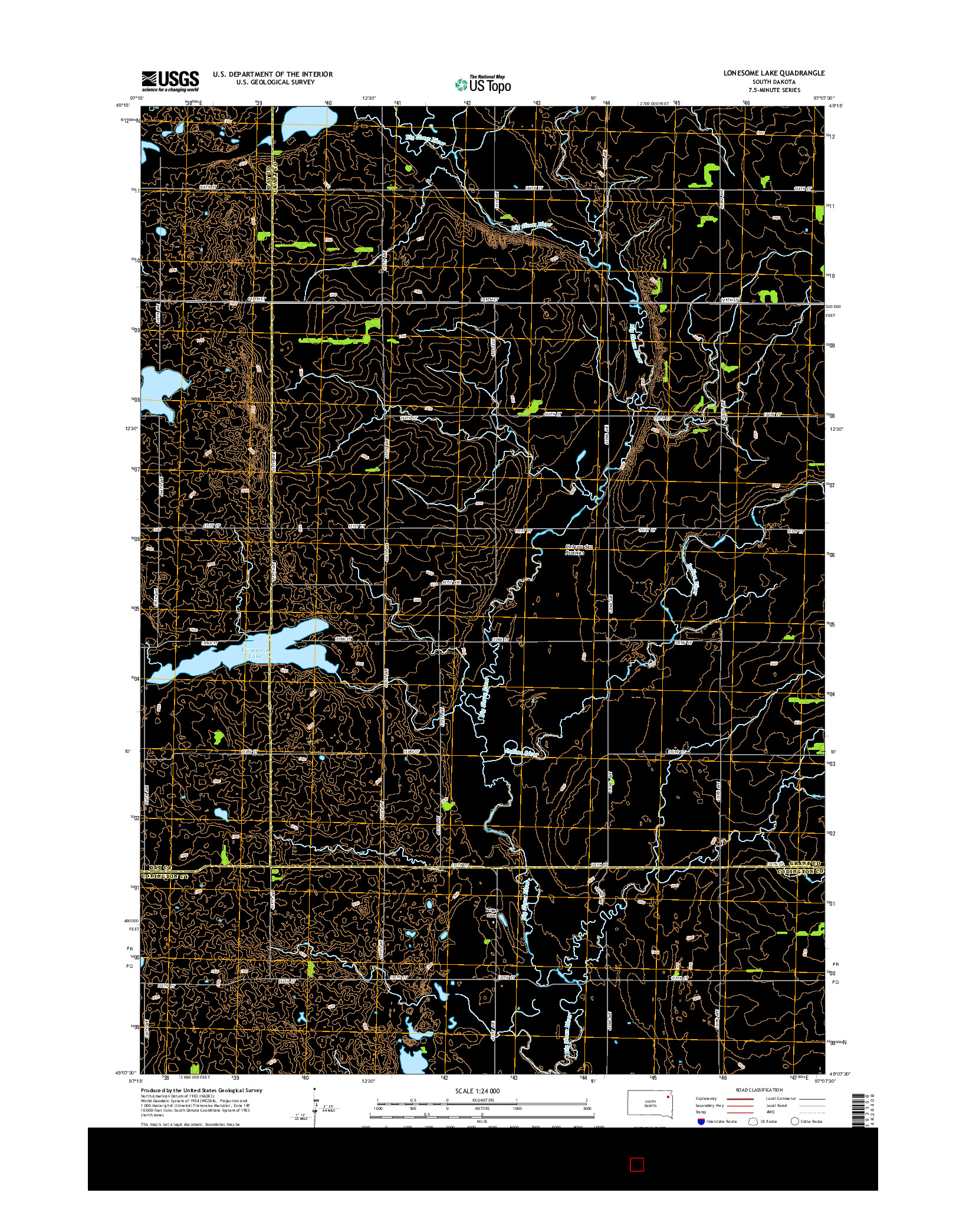 USGS US TOPO 7.5-MINUTE MAP FOR LONESOME LAKE, SD 2015