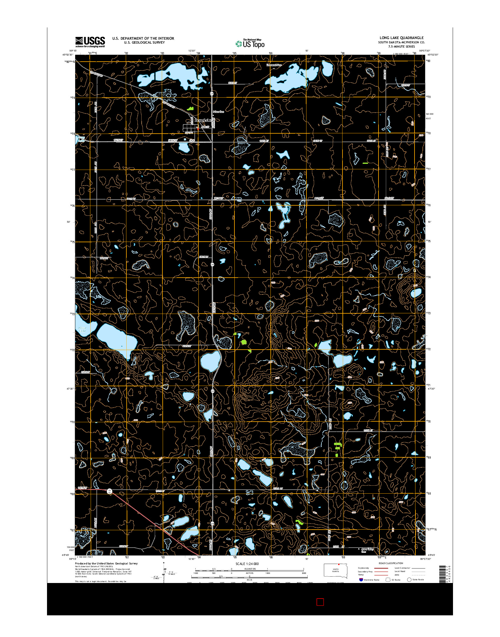USGS US TOPO 7.5-MINUTE MAP FOR LONG LAKE, SD 2015