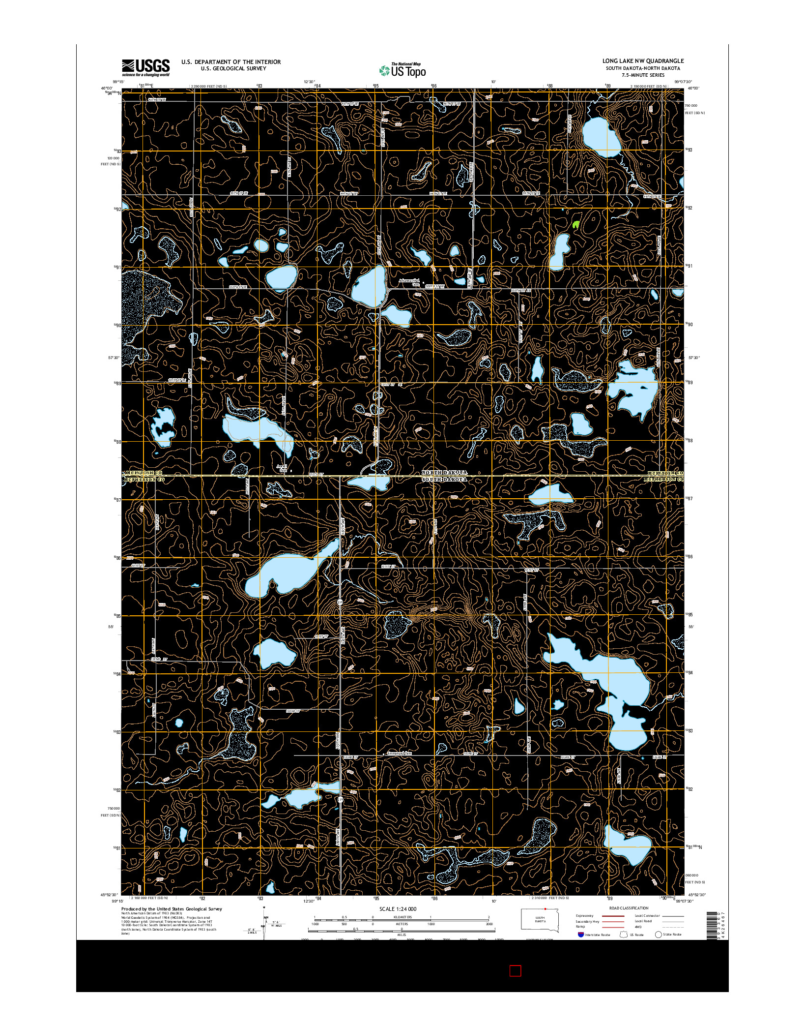 USGS US TOPO 7.5-MINUTE MAP FOR LONG LAKE NW, SD-ND 2015