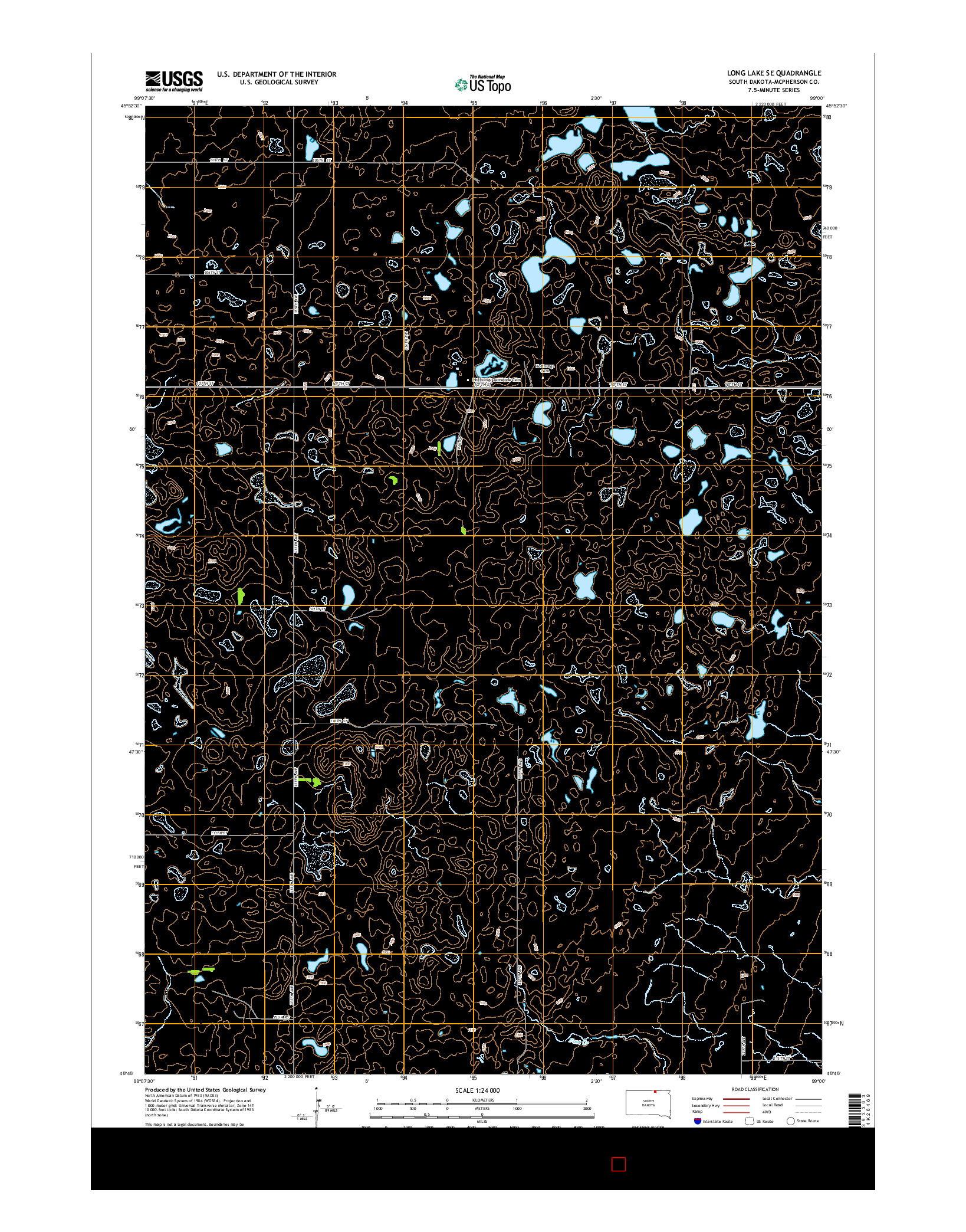 USGS US TOPO 7.5-MINUTE MAP FOR LONG LAKE SE, SD 2015