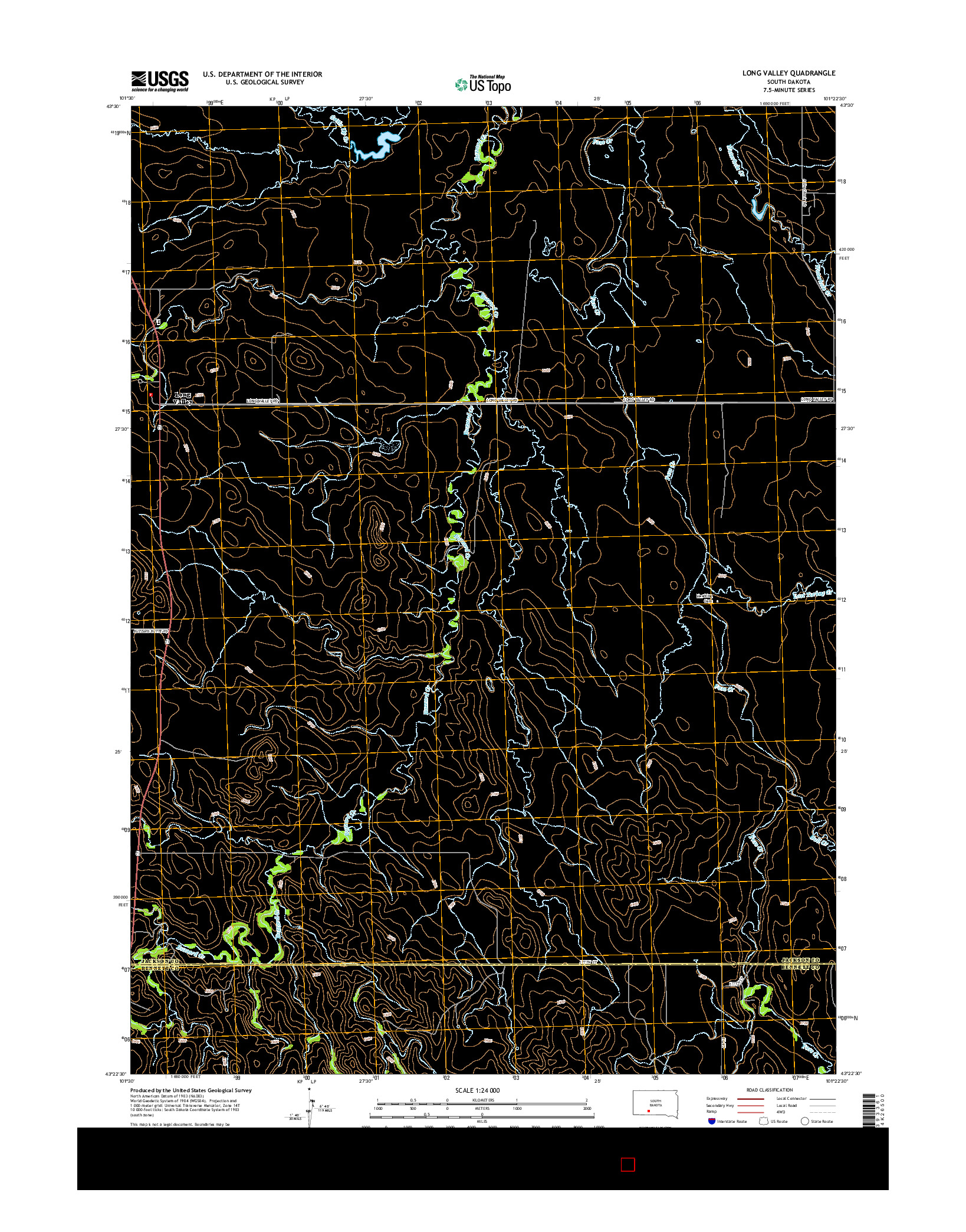 USGS US TOPO 7.5-MINUTE MAP FOR LONG VALLEY, SD 2015