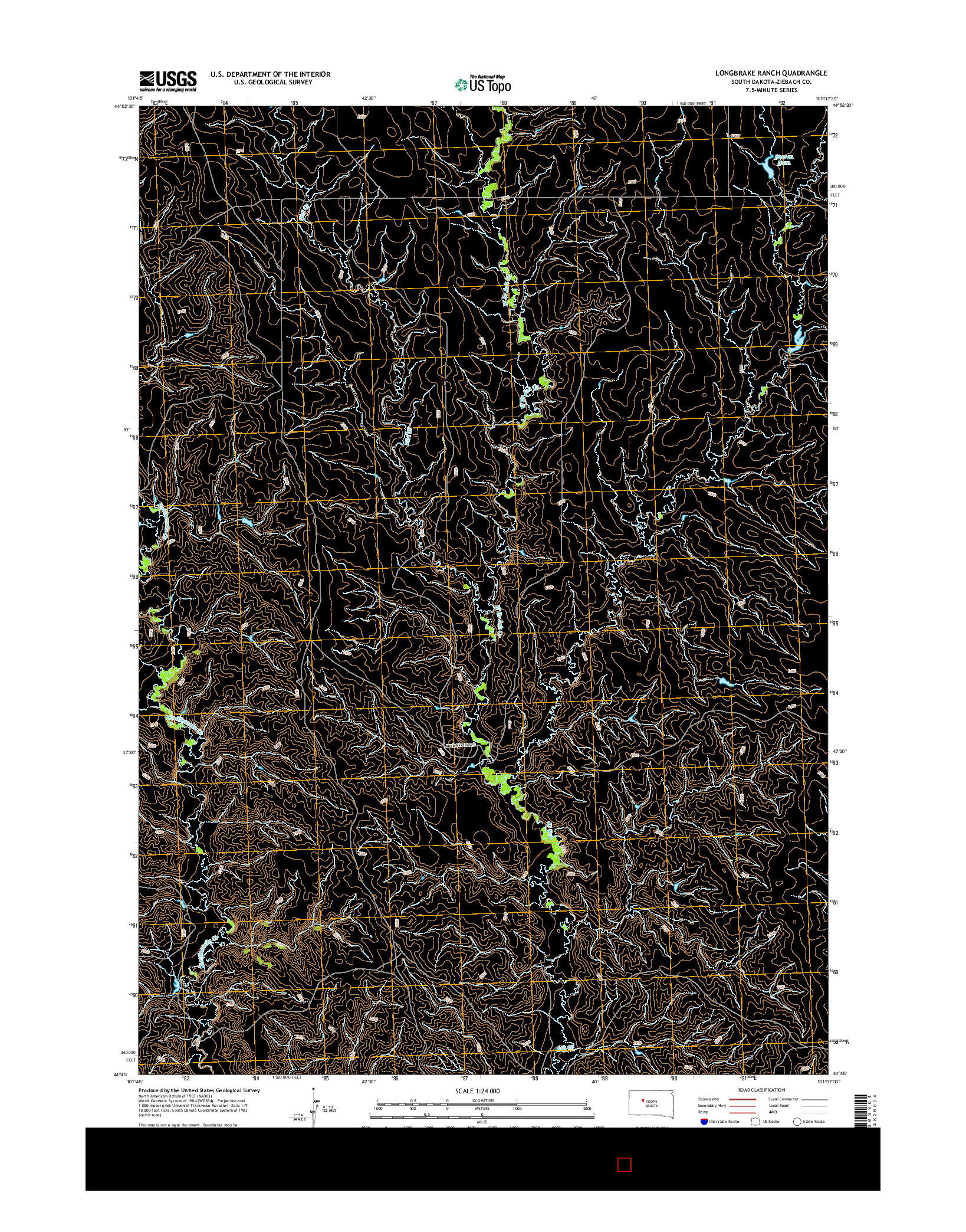 USGS US TOPO 7.5-MINUTE MAP FOR LONGBRAKE RANCH, SD 2015