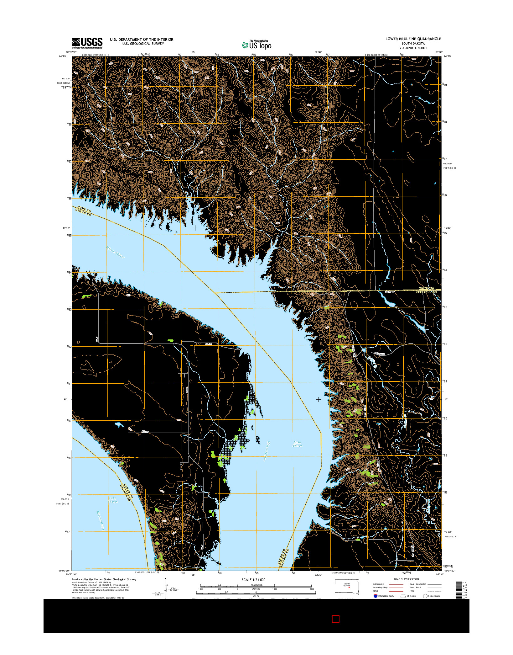 USGS US TOPO 7.5-MINUTE MAP FOR LOWER BRULE NE, SD 2015
