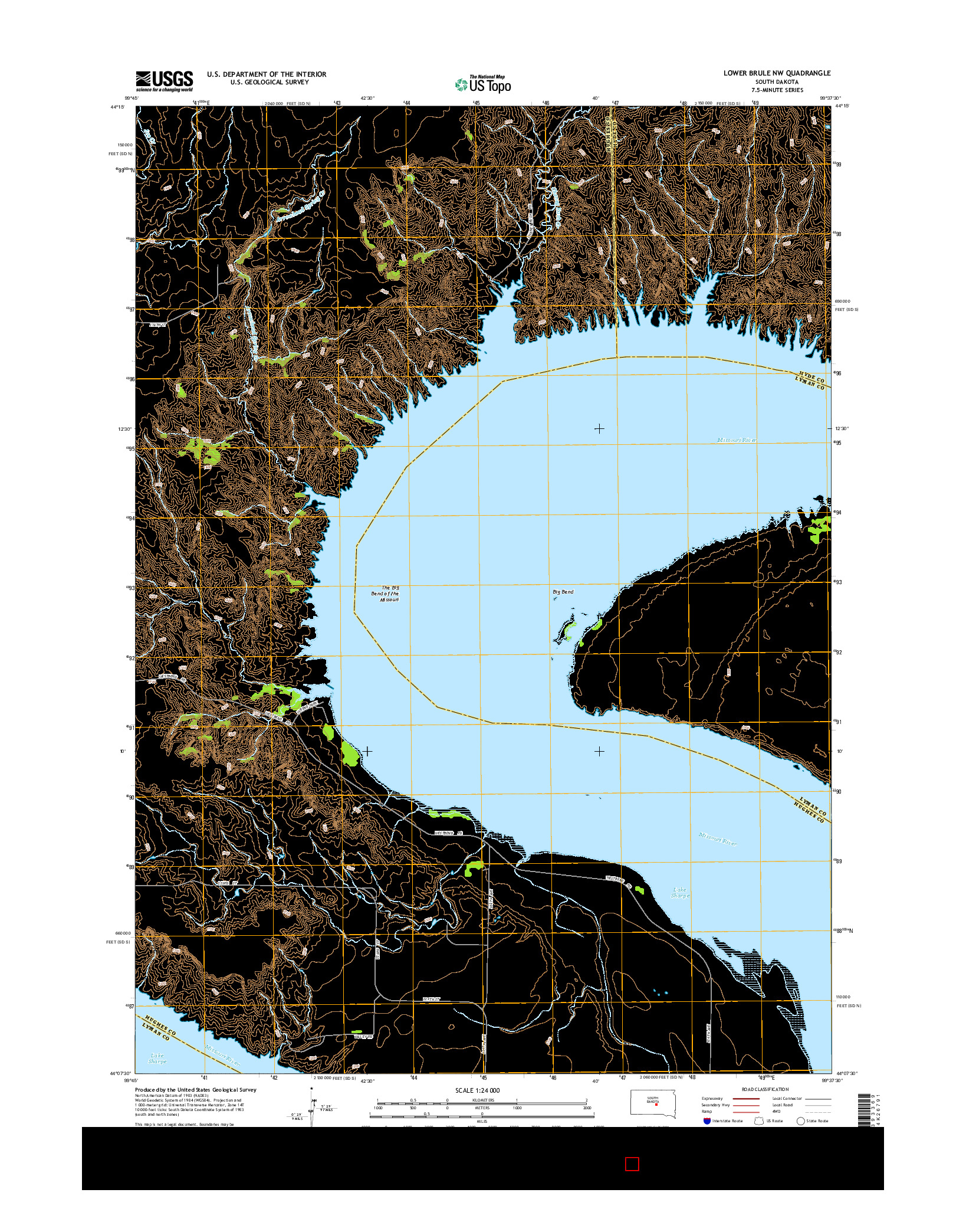 USGS US TOPO 7.5-MINUTE MAP FOR LOWER BRULE NW, SD 2015