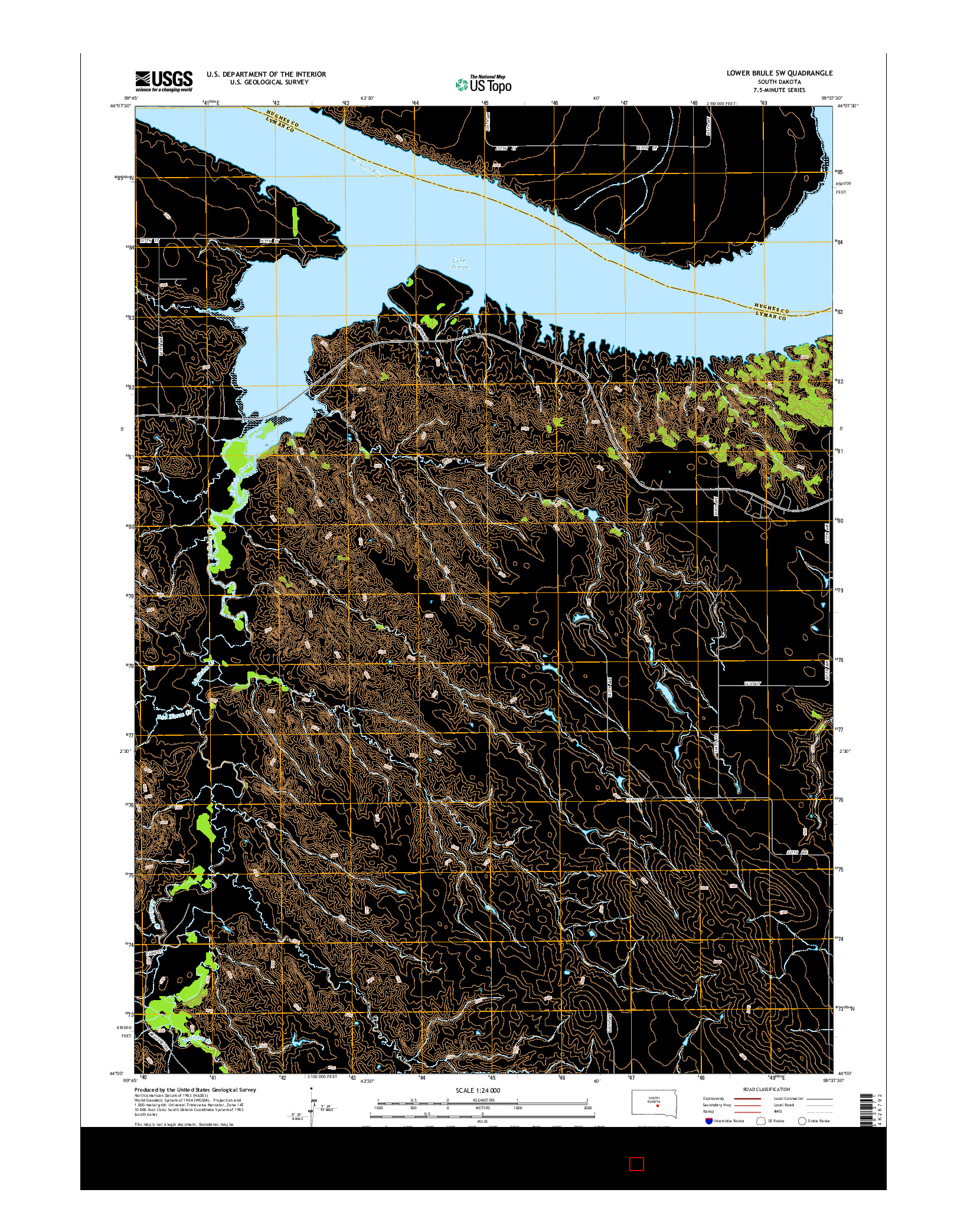 USGS US TOPO 7.5-MINUTE MAP FOR LOWER BRULE SW, SD 2015