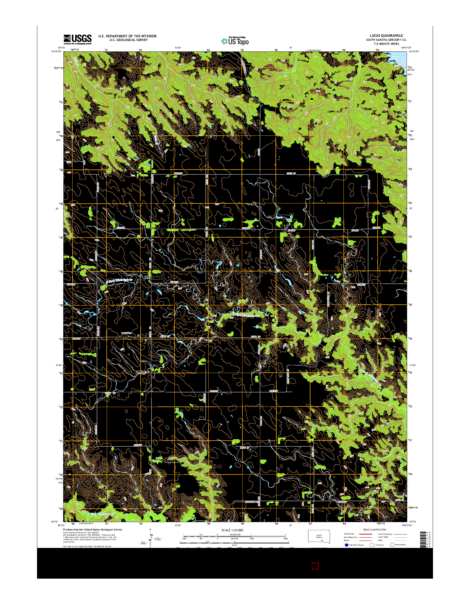 USGS US TOPO 7.5-MINUTE MAP FOR LUCAS, SD 2015