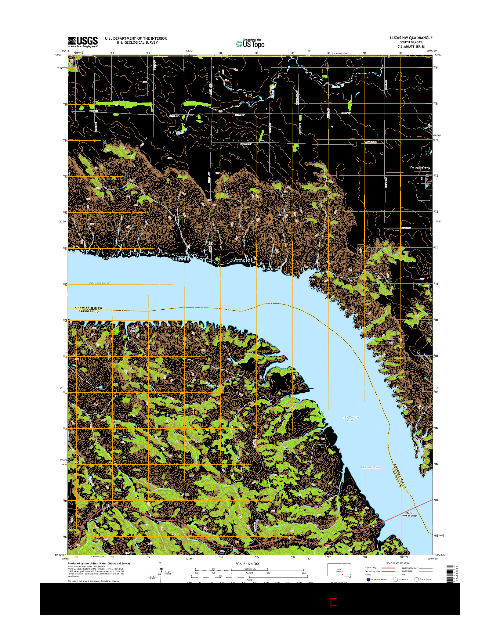 USGS US TOPO 7.5-MINUTE MAP FOR LUCAS NW, SD 2015