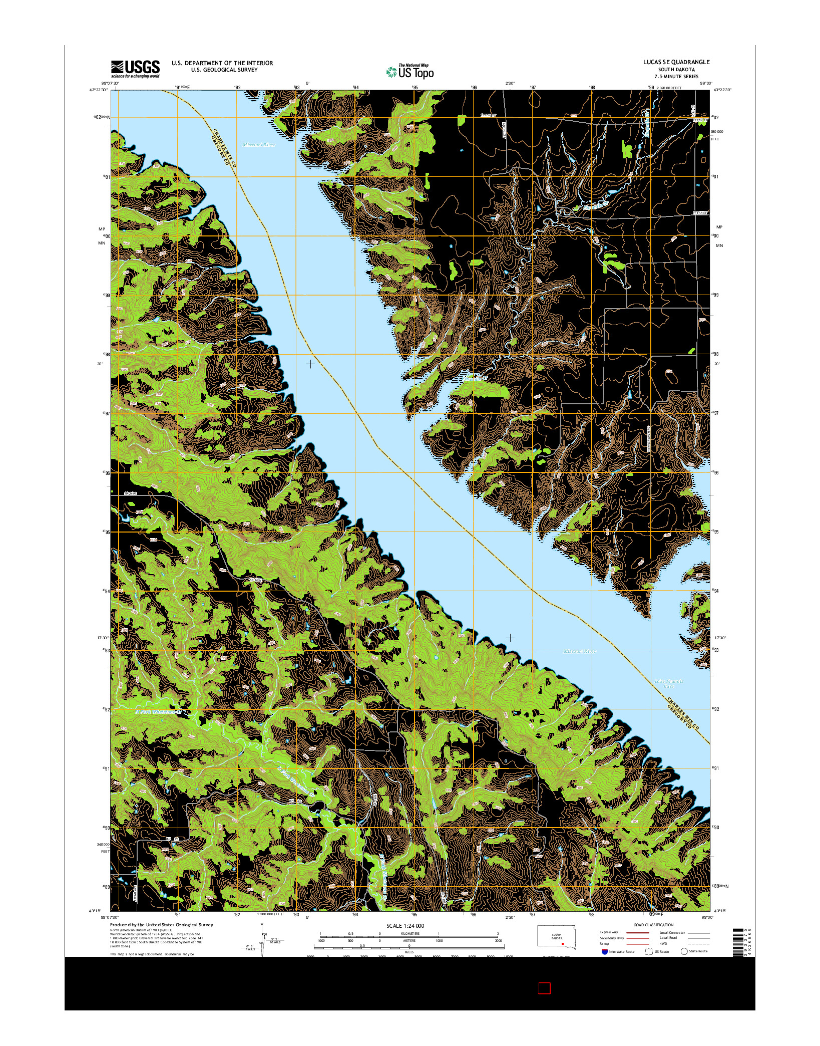 USGS US TOPO 7.5-MINUTE MAP FOR LUCAS SE, SD 2015