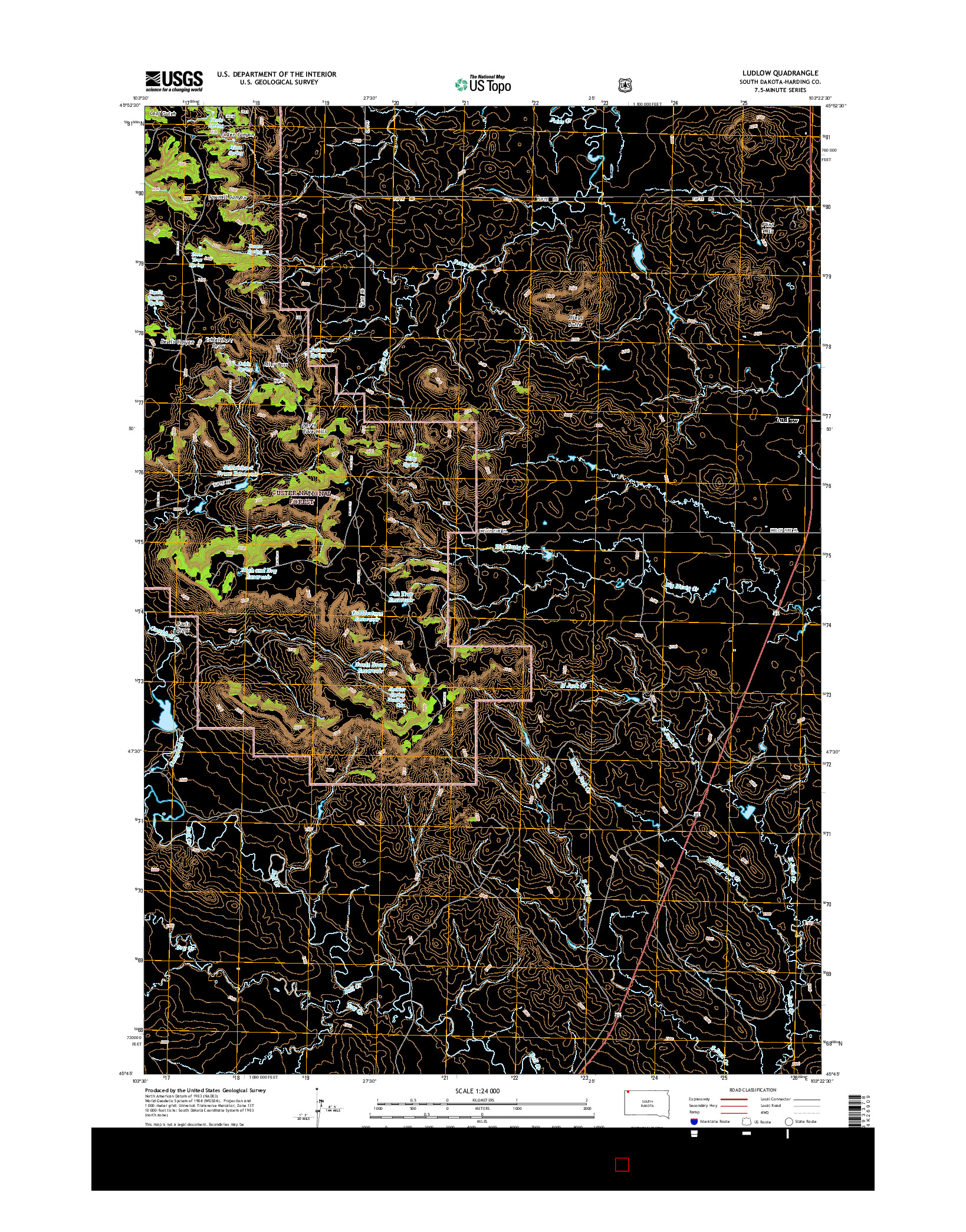USGS US TOPO 7.5-MINUTE MAP FOR LUDLOW, SD 2015