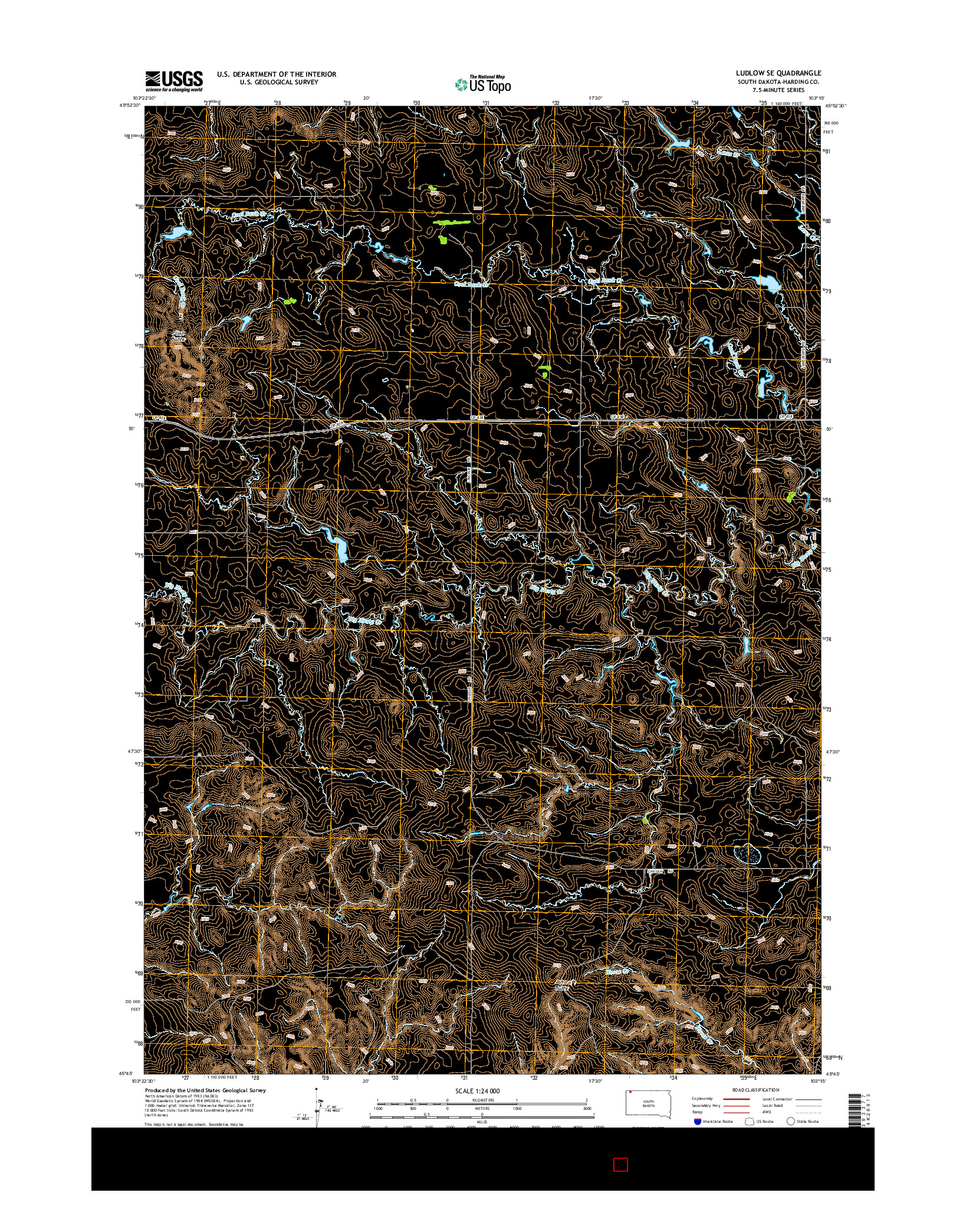 USGS US TOPO 7.5-MINUTE MAP FOR LUDLOW SE, SD 2015