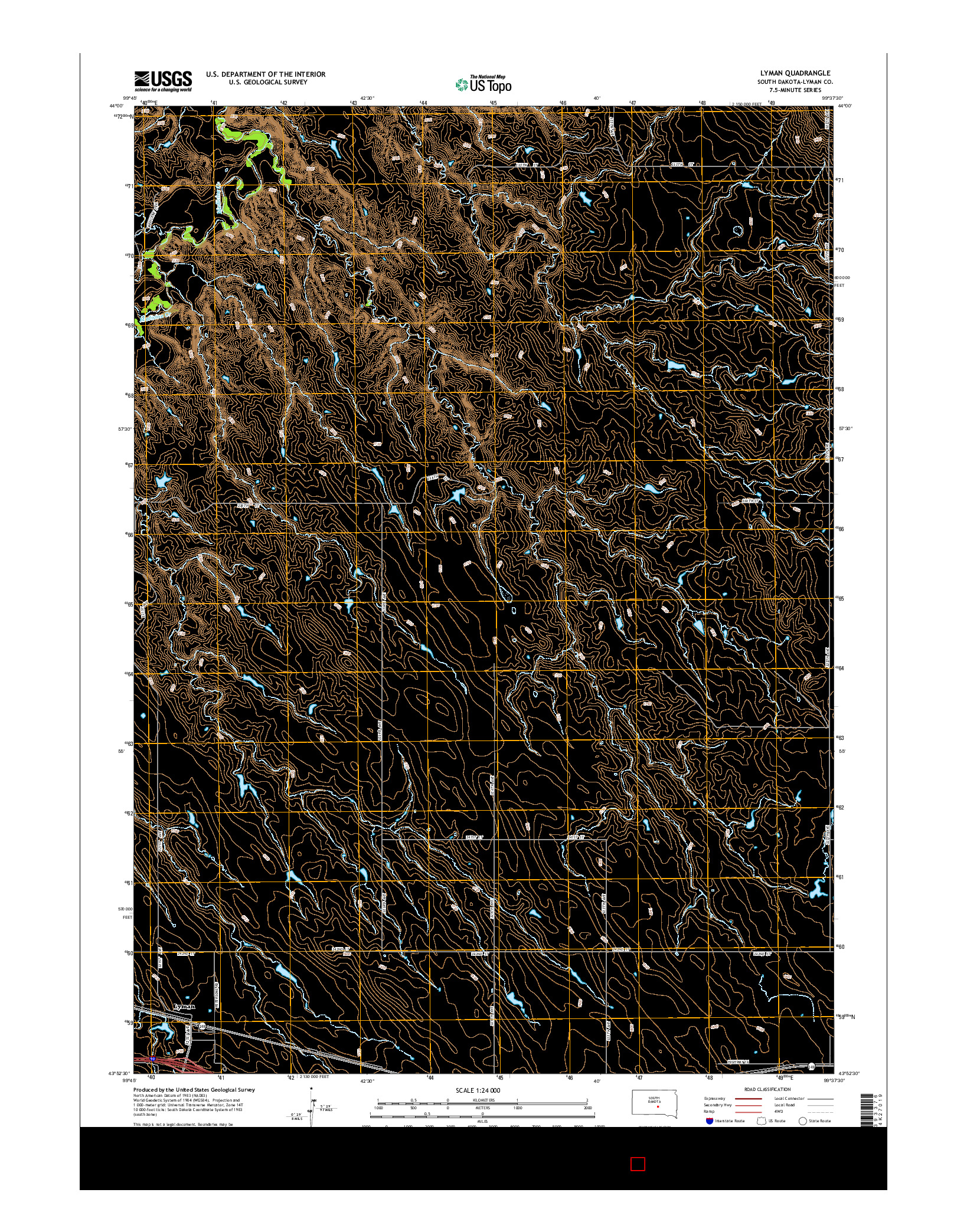 USGS US TOPO 7.5-MINUTE MAP FOR LYMAN, SD 2015
