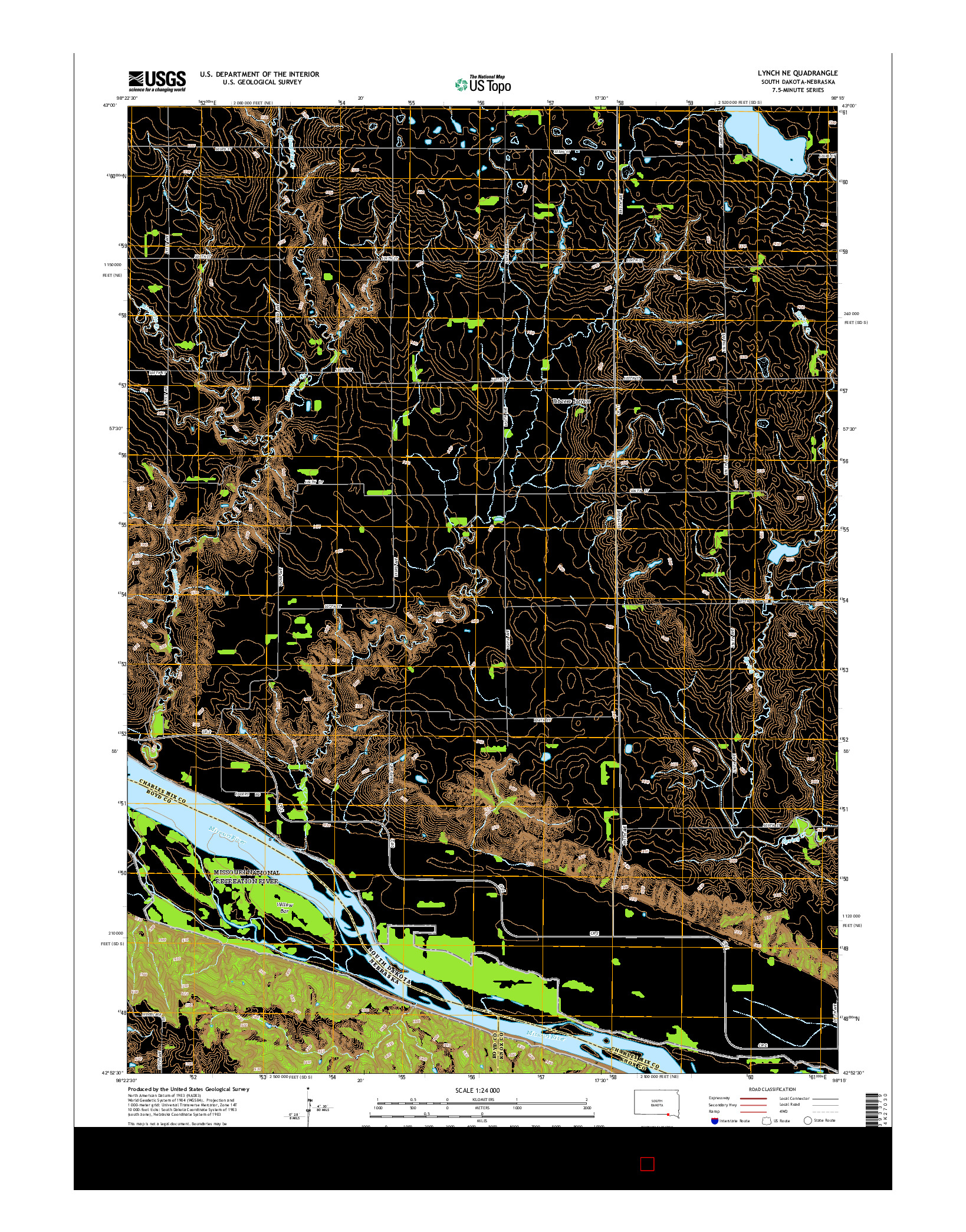 USGS US TOPO 7.5-MINUTE MAP FOR LYNCH NE, SD-NE 2015