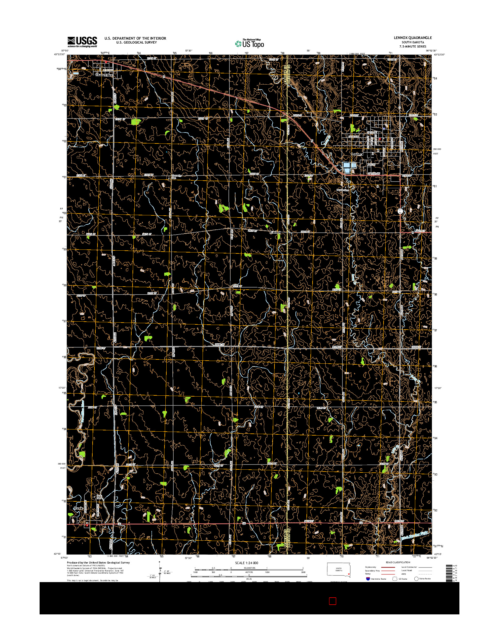 USGS US TOPO 7.5-MINUTE MAP FOR LENNOX, SD 2015