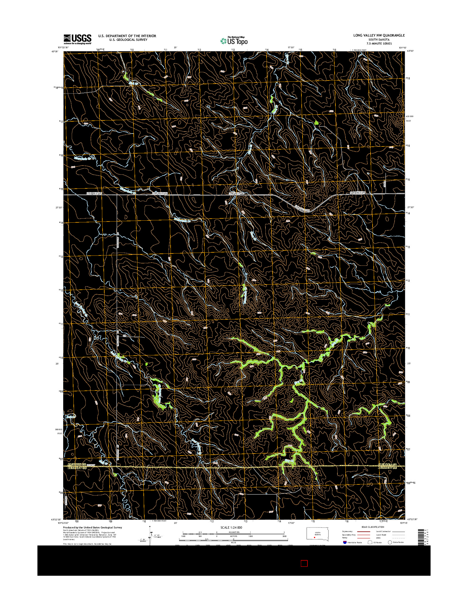 USGS US TOPO 7.5-MINUTE MAP FOR LONG VALLEY NW, SD 2015