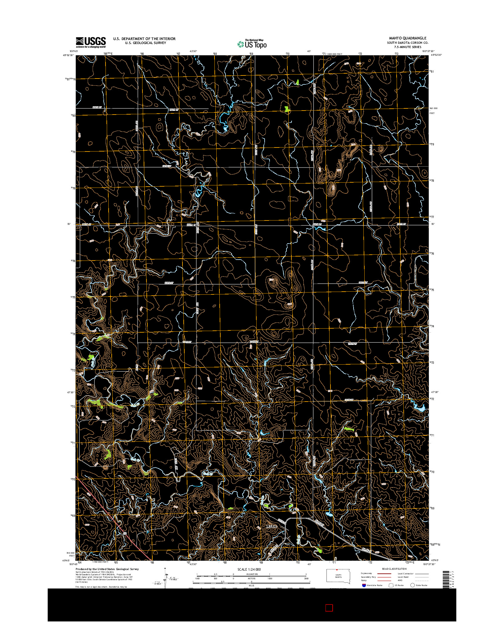 USGS US TOPO 7.5-MINUTE MAP FOR MAHTO, SD 2015