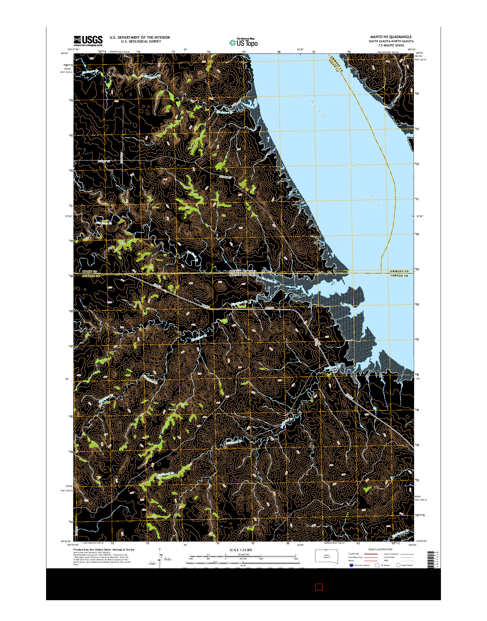 USGS US TOPO 7.5-MINUTE MAP FOR MAHTO NE, SD-ND 2015