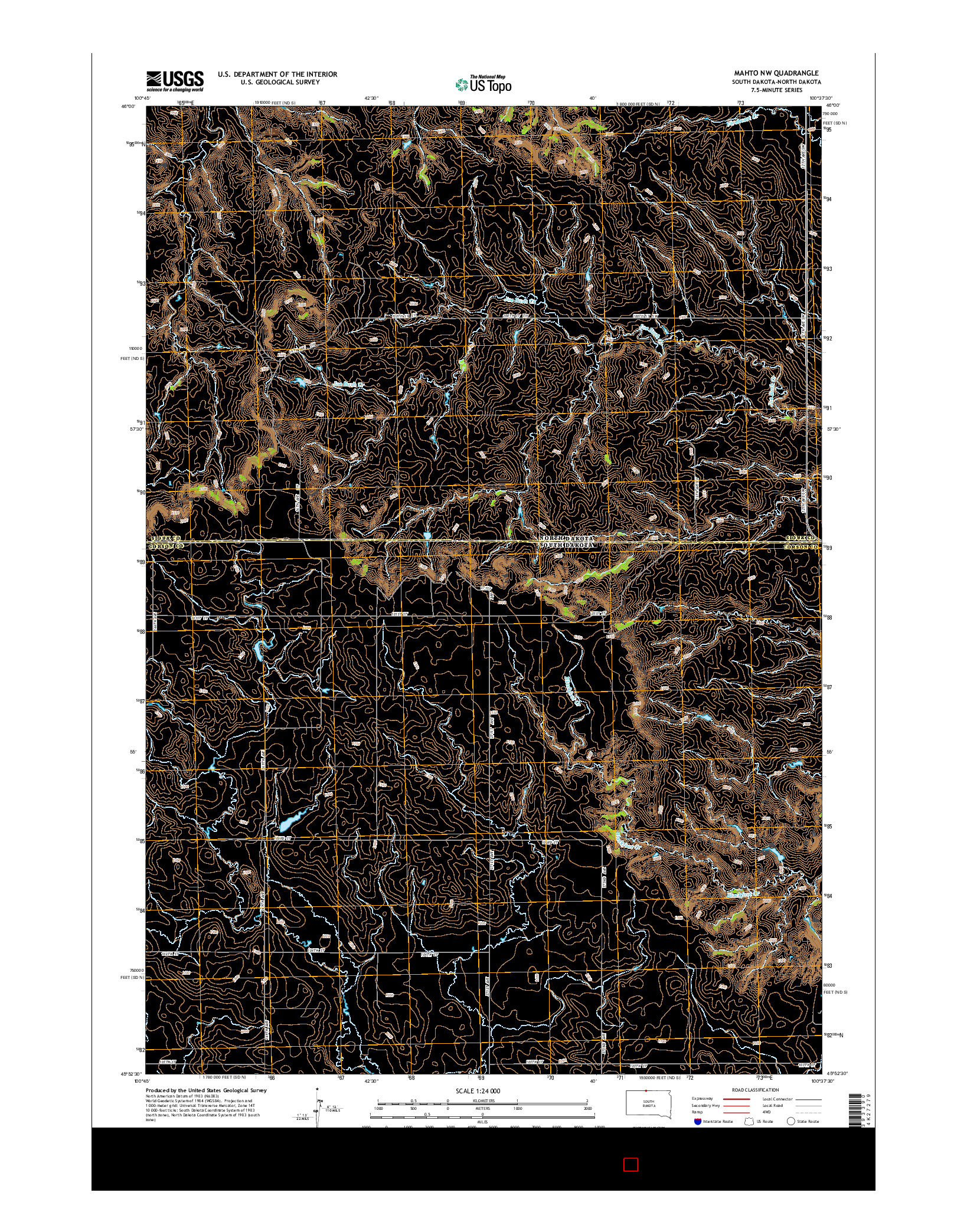 USGS US TOPO 7.5-MINUTE MAP FOR MAHTO NW, SD-ND 2015