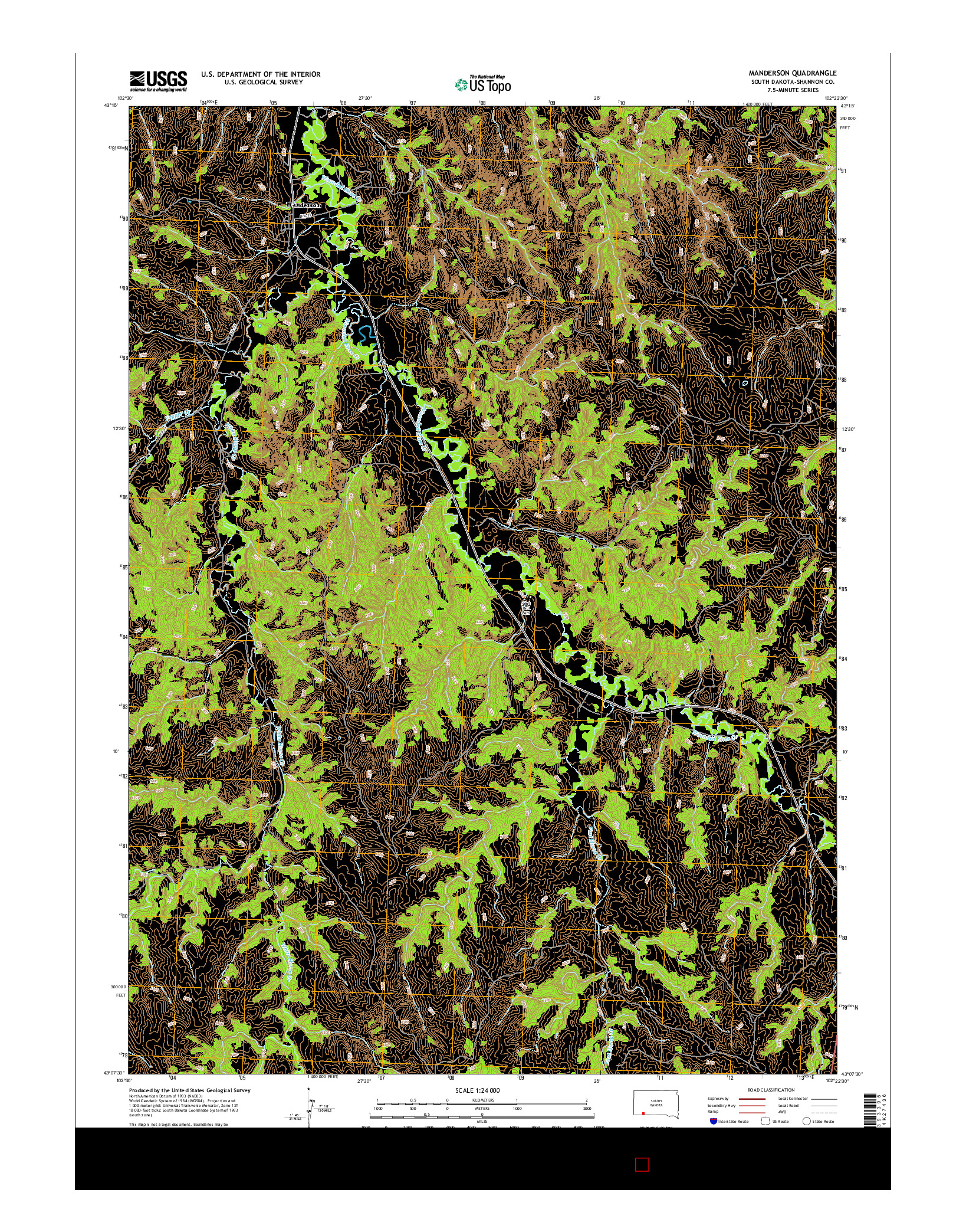 USGS US TOPO 7.5-MINUTE MAP FOR MANDERSON, SD 2015