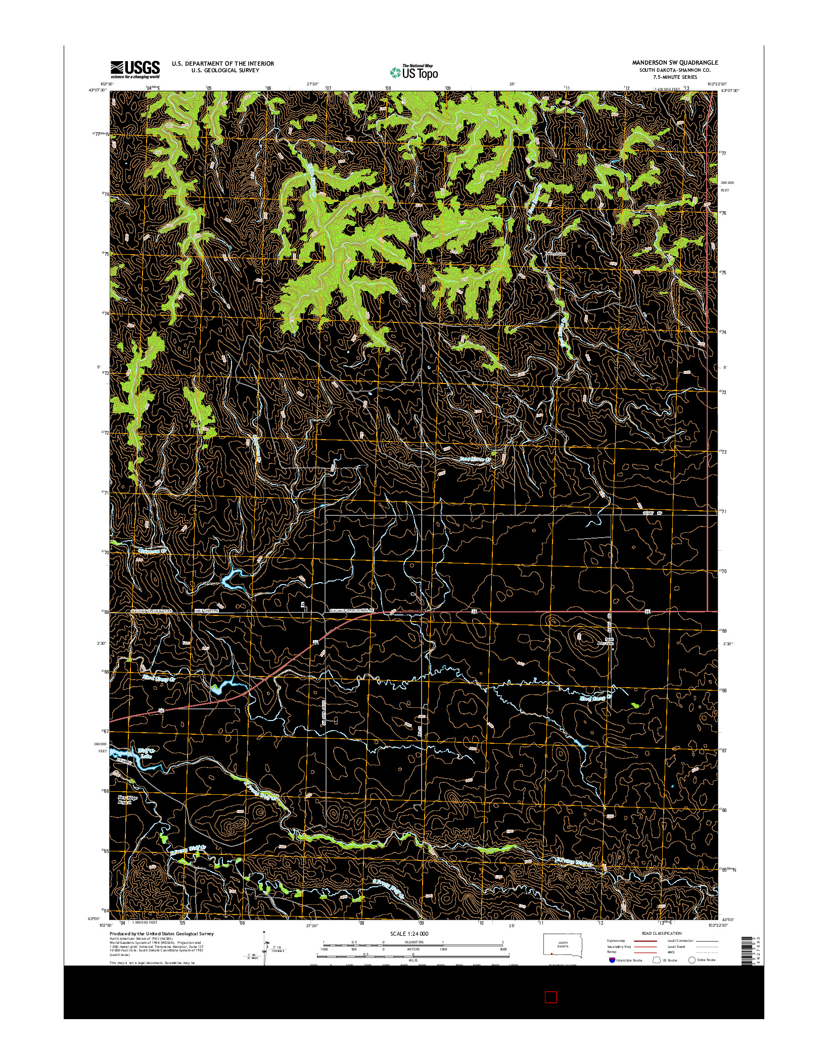 USGS US TOPO 7.5-MINUTE MAP FOR MANDERSON SW, SD 2015
