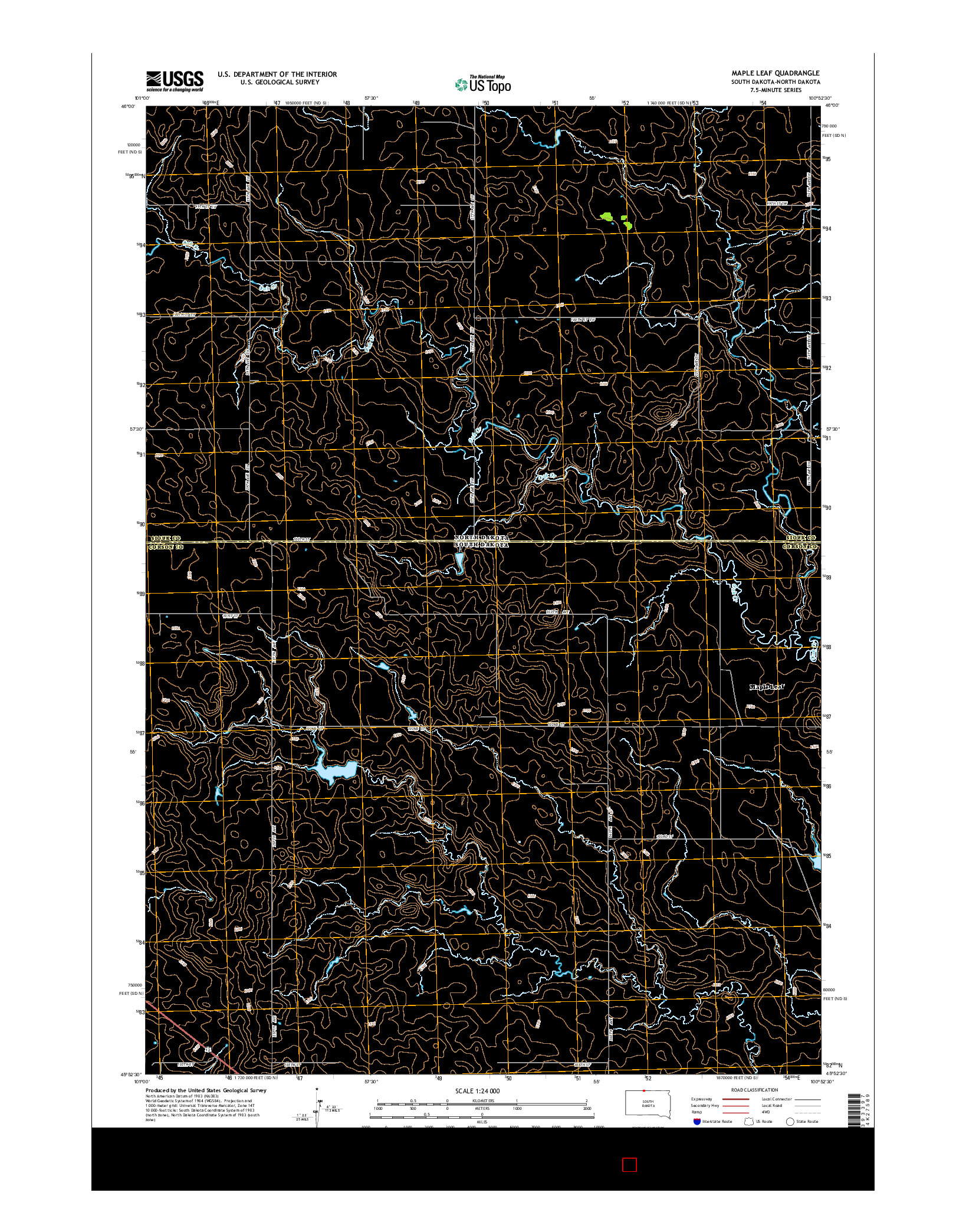 USGS US TOPO 7.5-MINUTE MAP FOR MAPLE LEAF, SD-ND 2015
