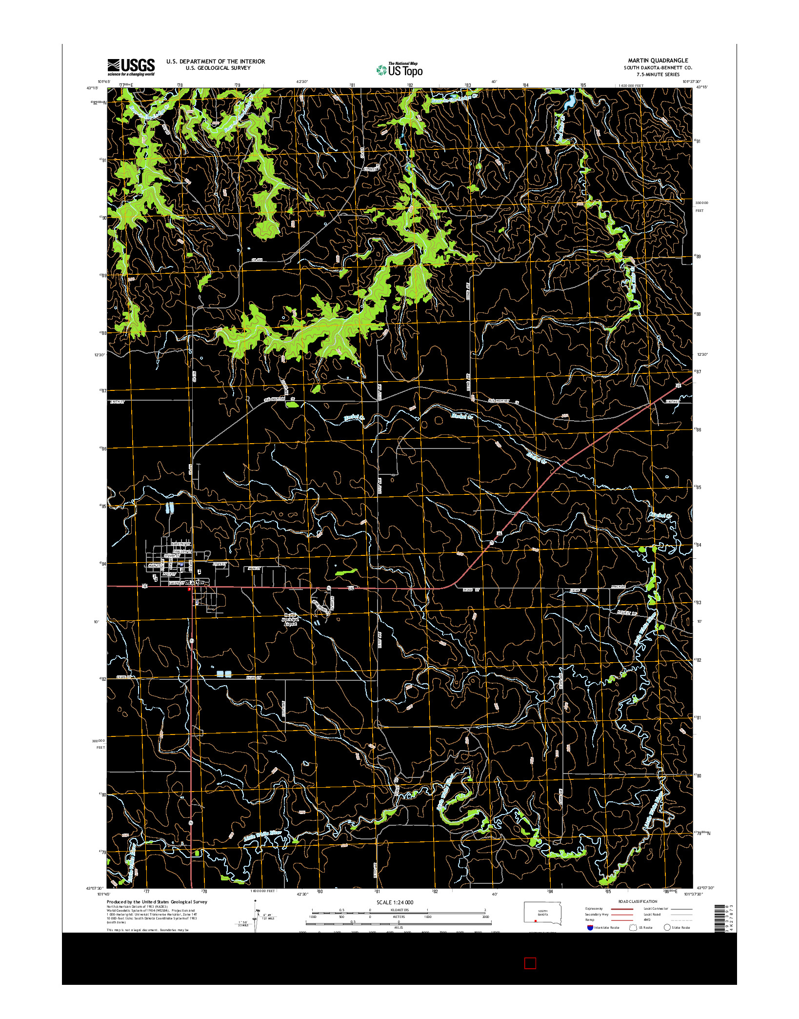 USGS US TOPO 7.5-MINUTE MAP FOR MARTIN, SD 2015