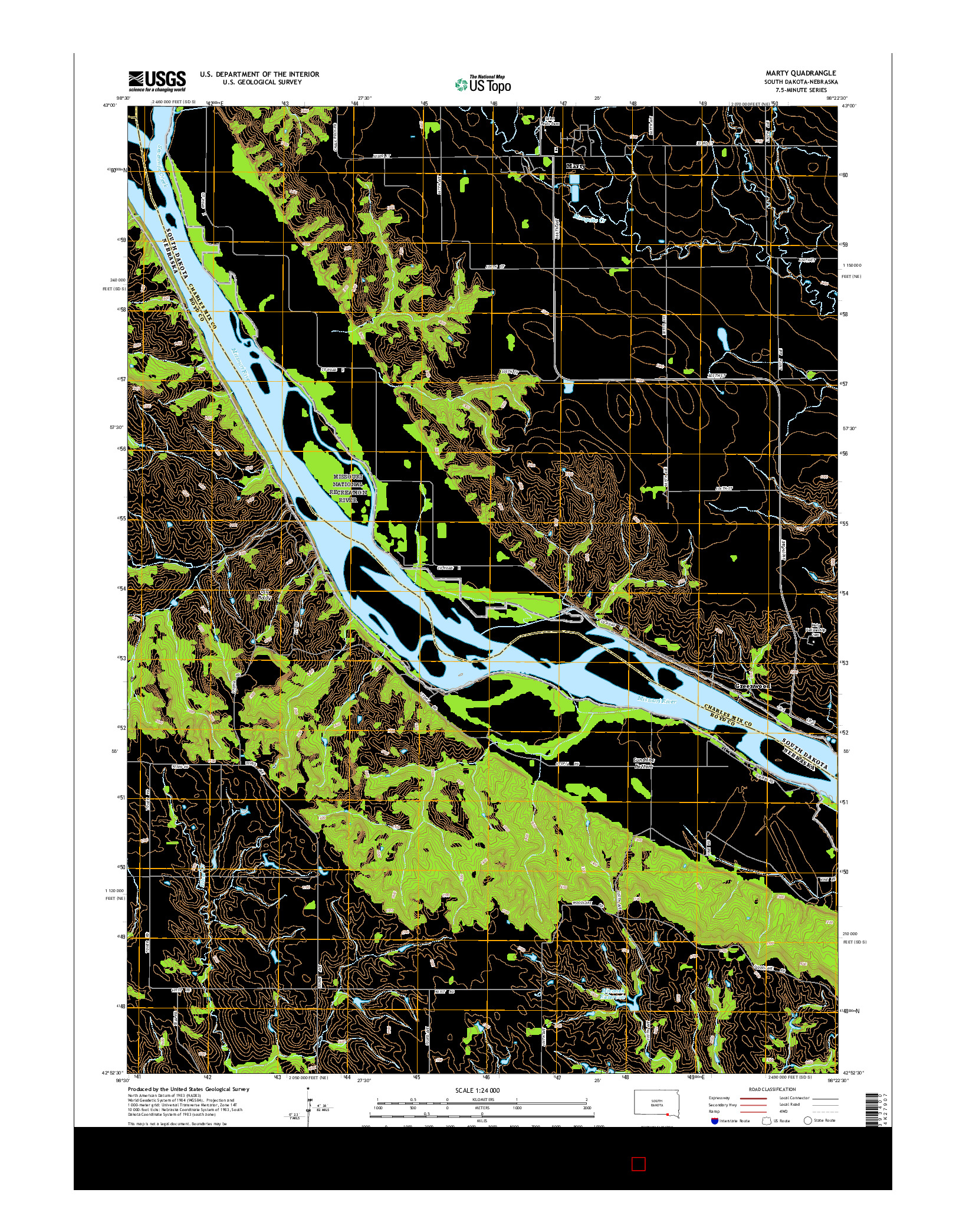 USGS US TOPO 7.5-MINUTE MAP FOR MARTY, SD-NE 2015