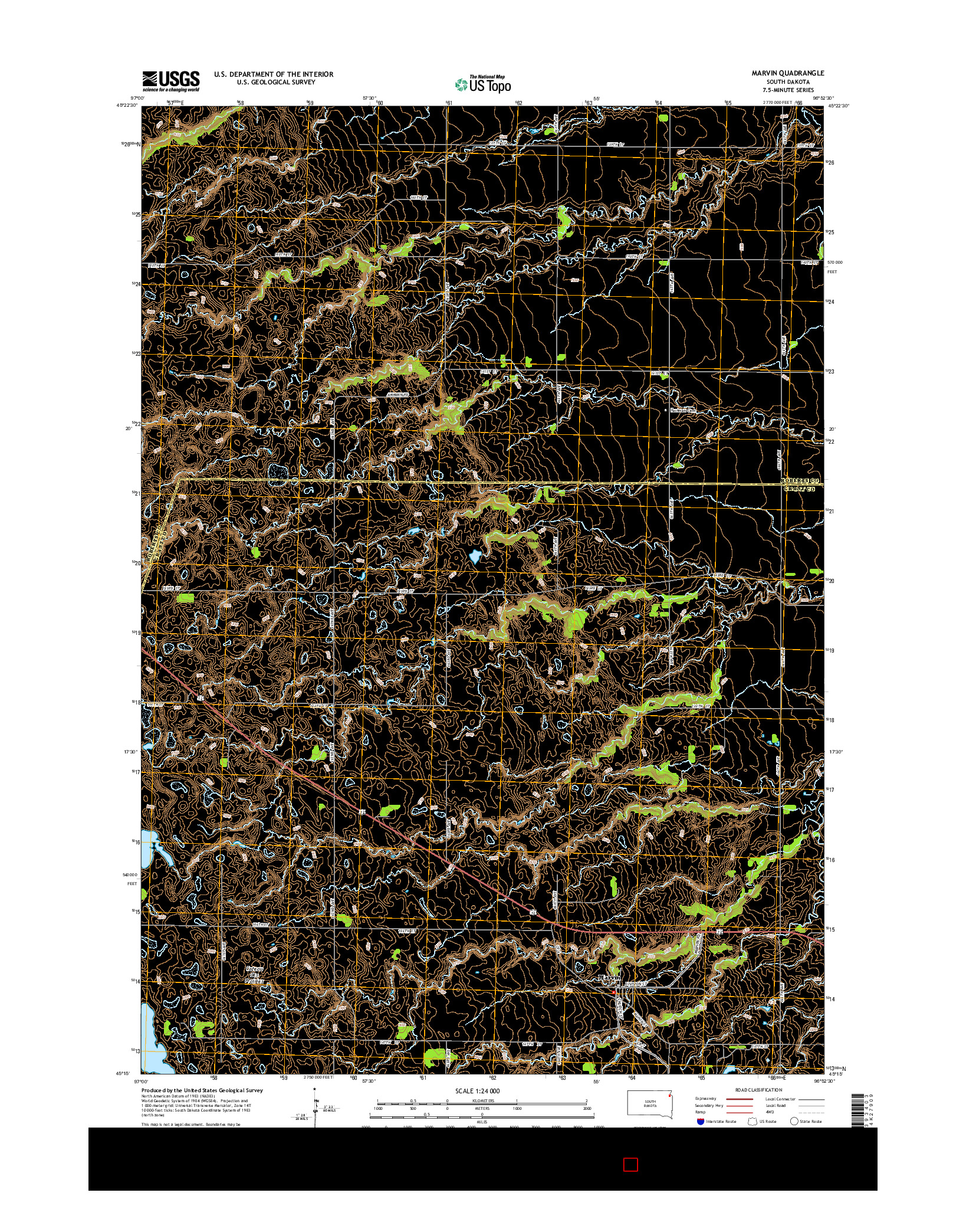 USGS US TOPO 7.5-MINUTE MAP FOR MARVIN, SD 2015