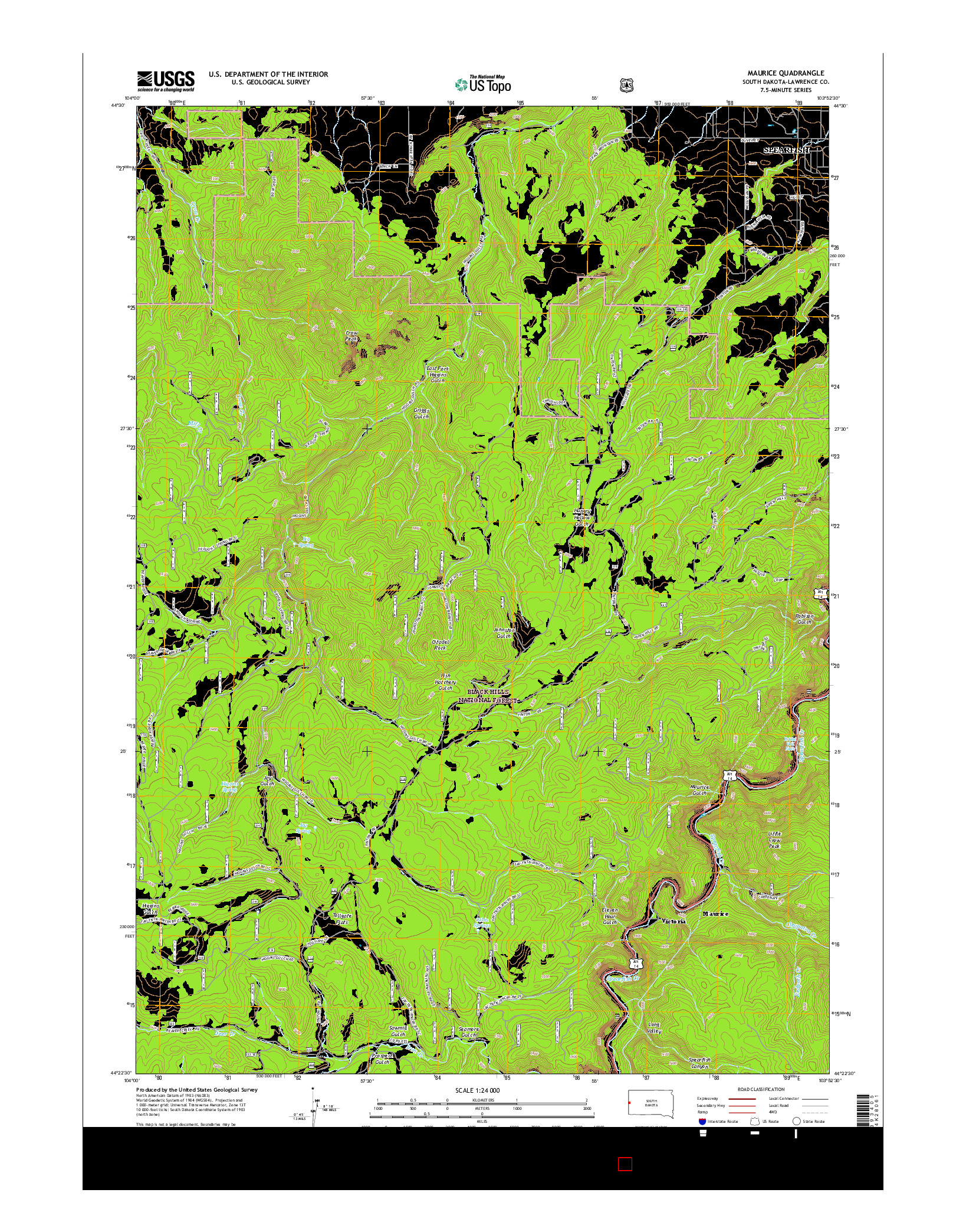 USGS US TOPO 7.5-MINUTE MAP FOR MAURICE, SD 2015