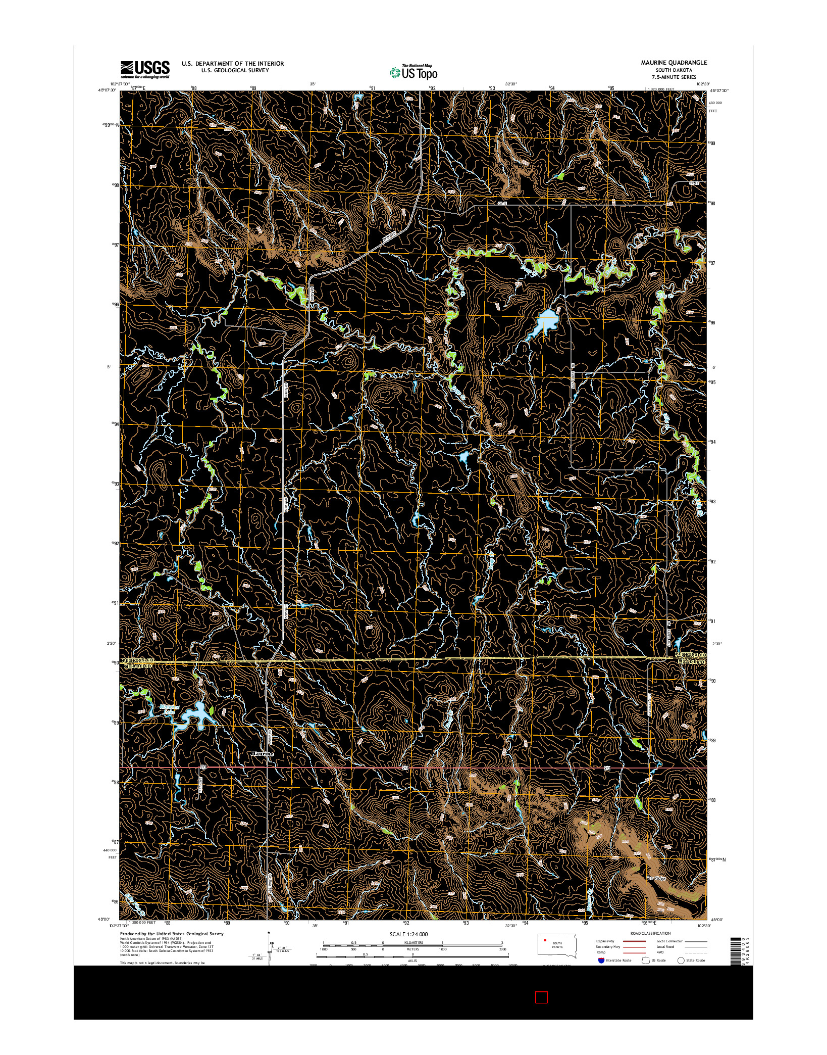 USGS US TOPO 7.5-MINUTE MAP FOR MAURINE, SD 2015