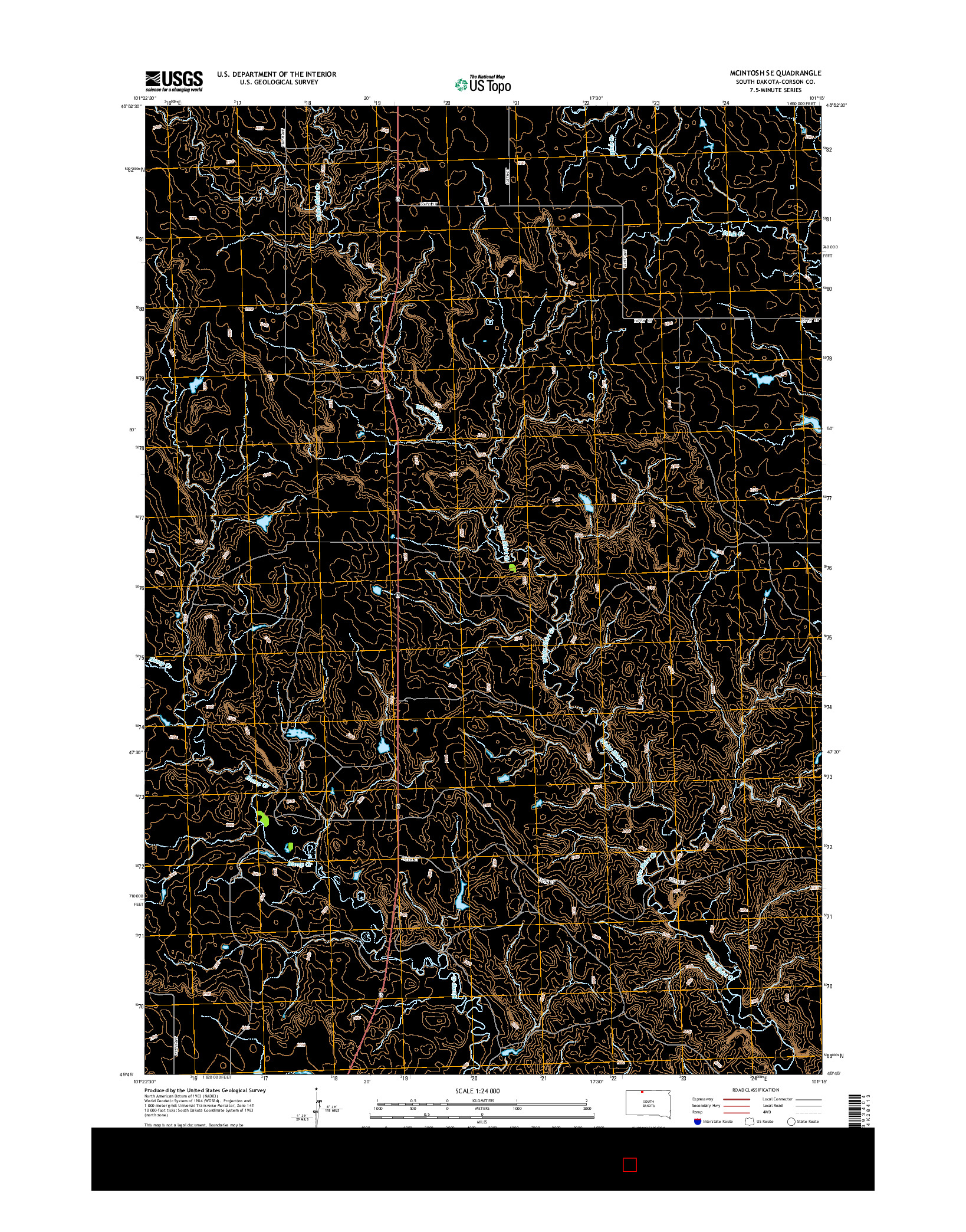 USGS US TOPO 7.5-MINUTE MAP FOR MCINTOSH SE, SD 2015