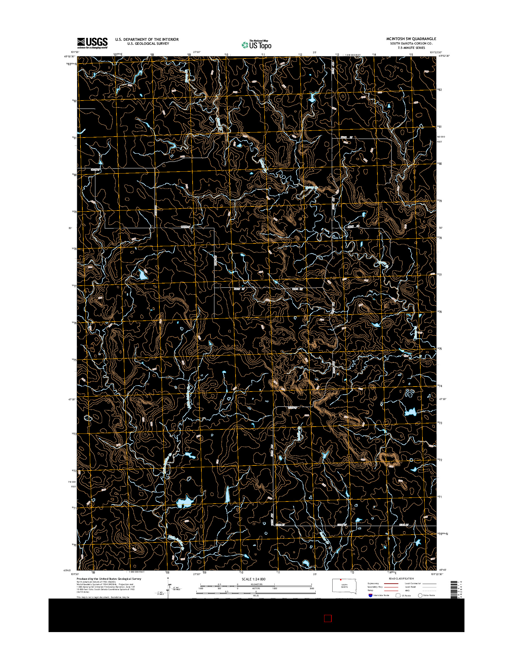 USGS US TOPO 7.5-MINUTE MAP FOR MCINTOSH SW, SD 2015