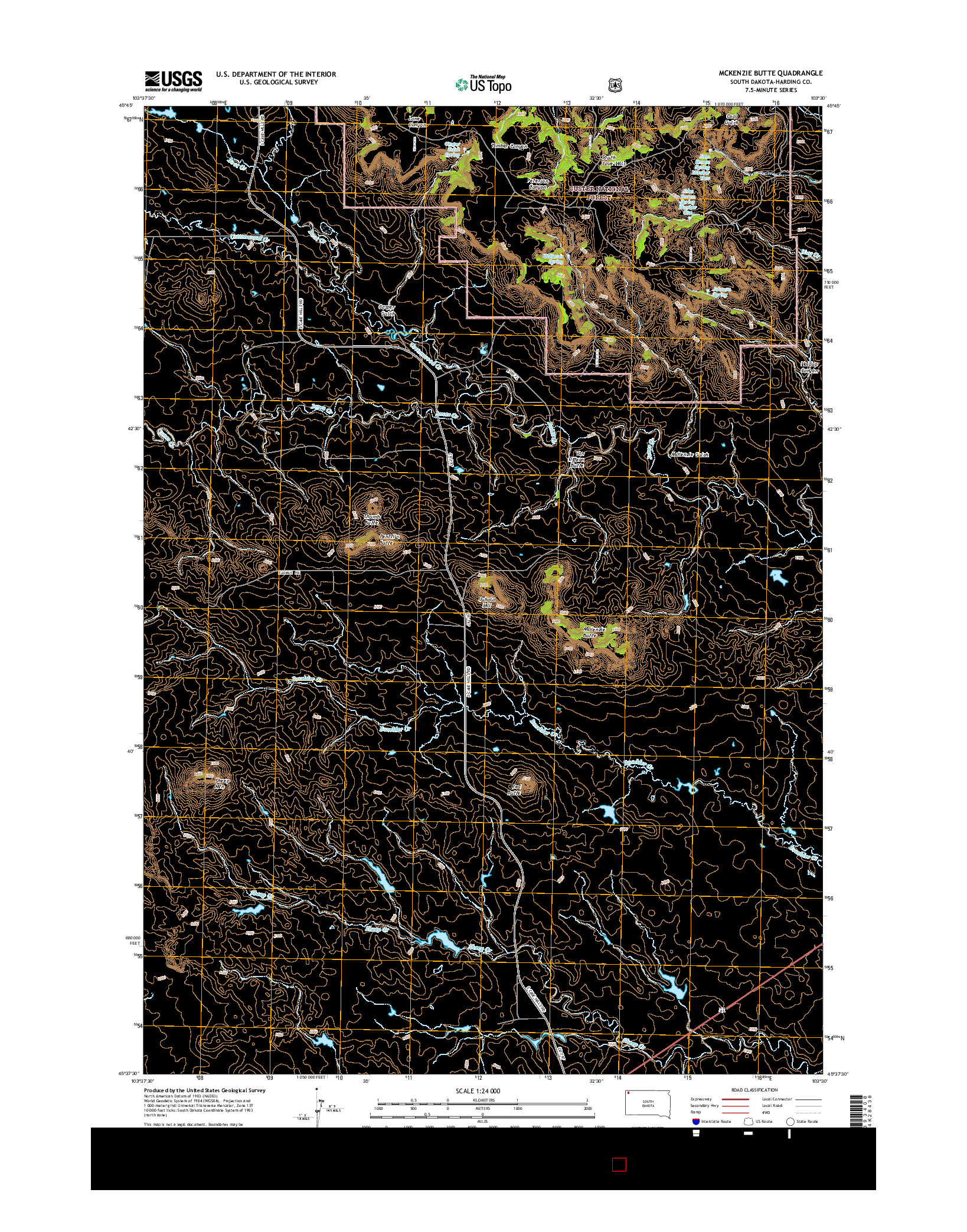 USGS US TOPO 7.5-MINUTE MAP FOR MCKENZIE BUTTE, SD 2015