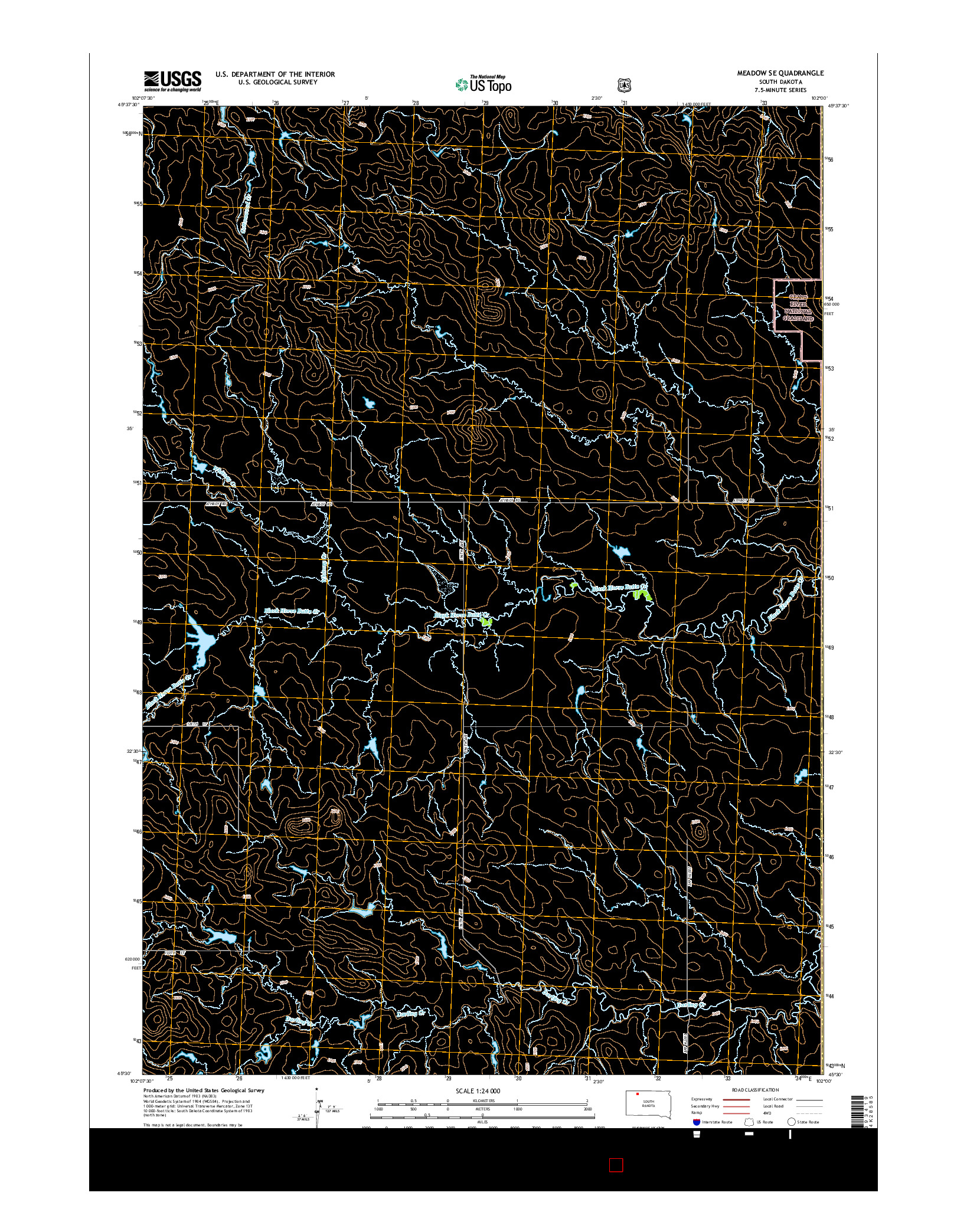 USGS US TOPO 7.5-MINUTE MAP FOR MEADOW SE, SD 2015