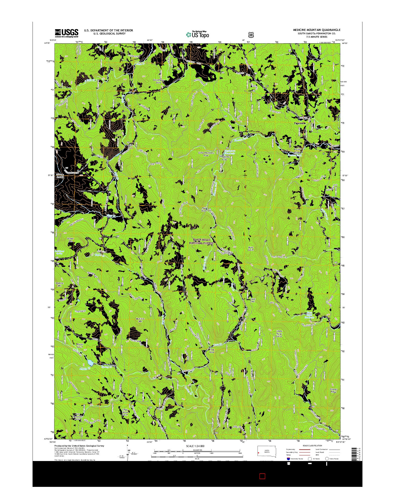 USGS US TOPO 7.5-MINUTE MAP FOR MEDICINE MOUNTAIN, SD 2015