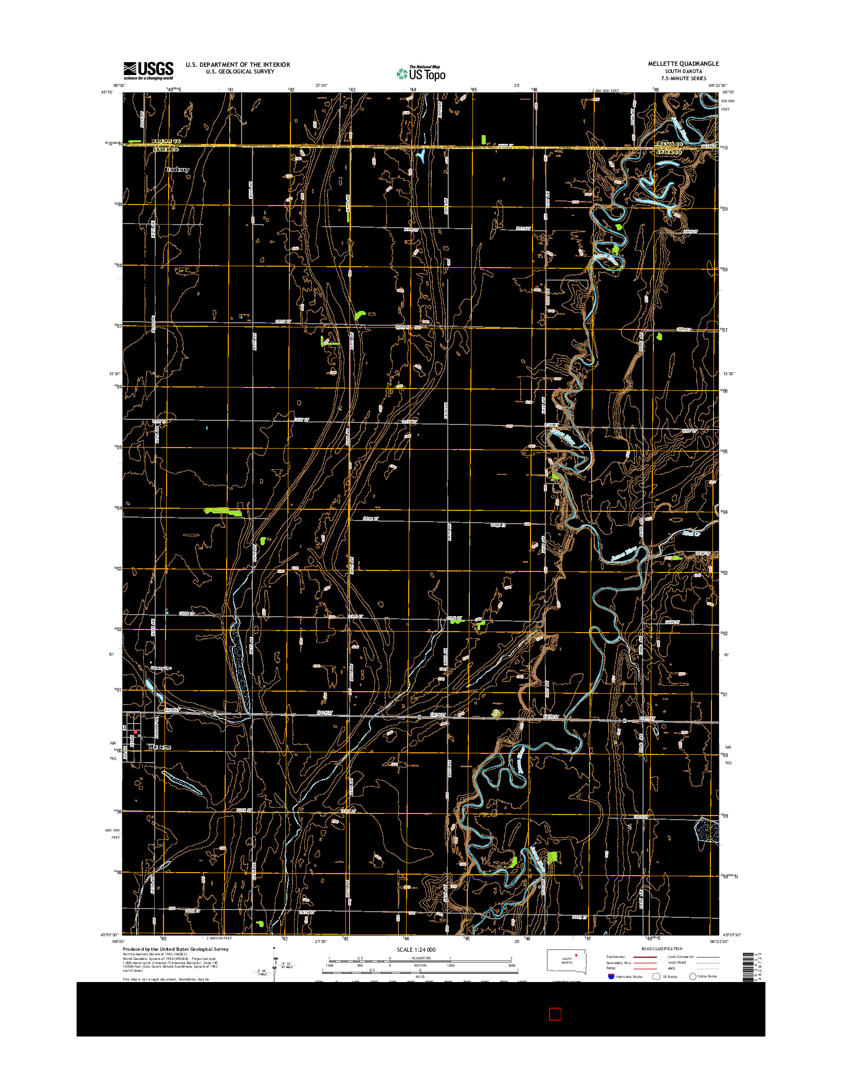 USGS US TOPO 7.5-MINUTE MAP FOR MELLETTE, SD 2015