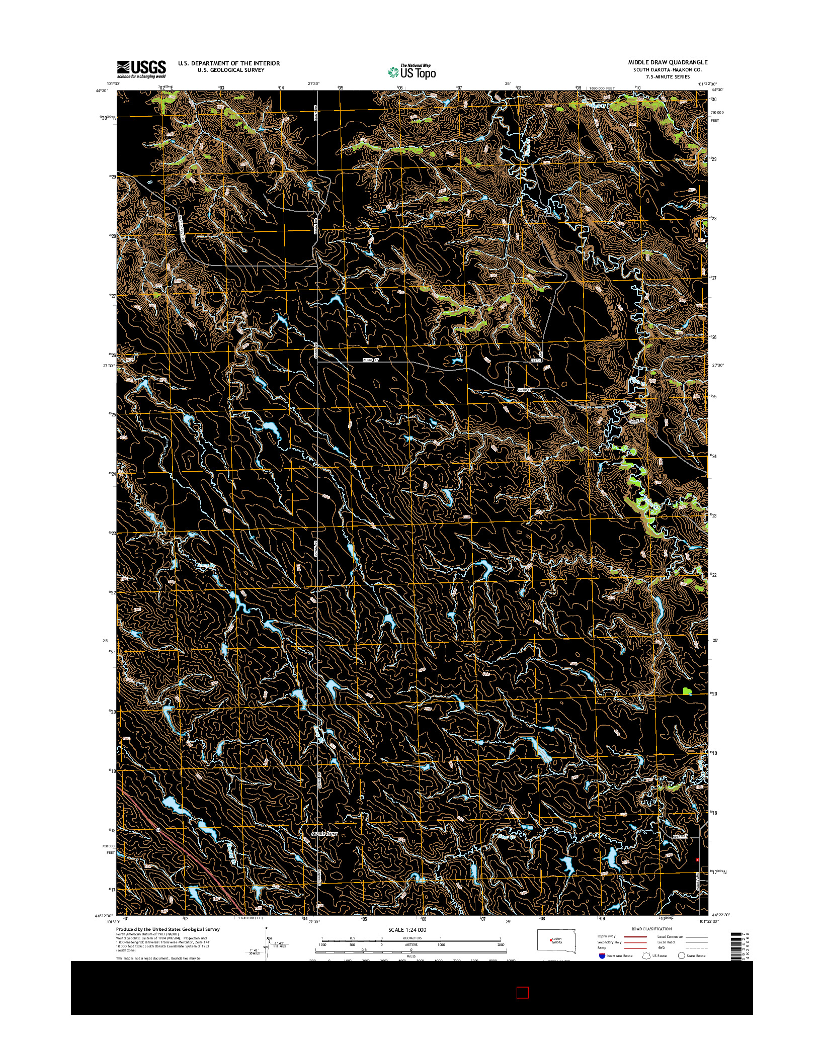 USGS US TOPO 7.5-MINUTE MAP FOR MIDDLE DRAW, SD 2015