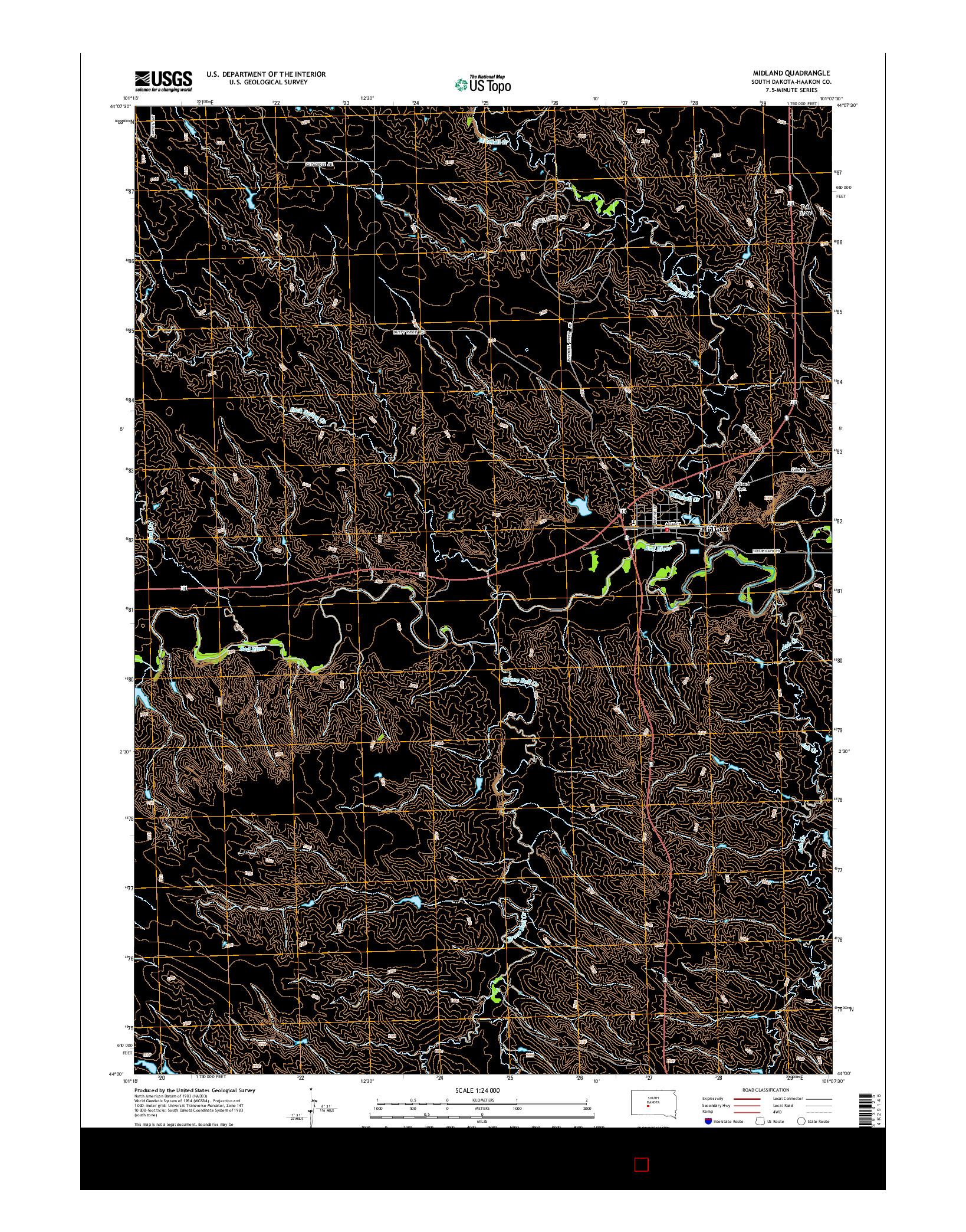 USGS US TOPO 7.5-MINUTE MAP FOR MIDLAND, SD 2015