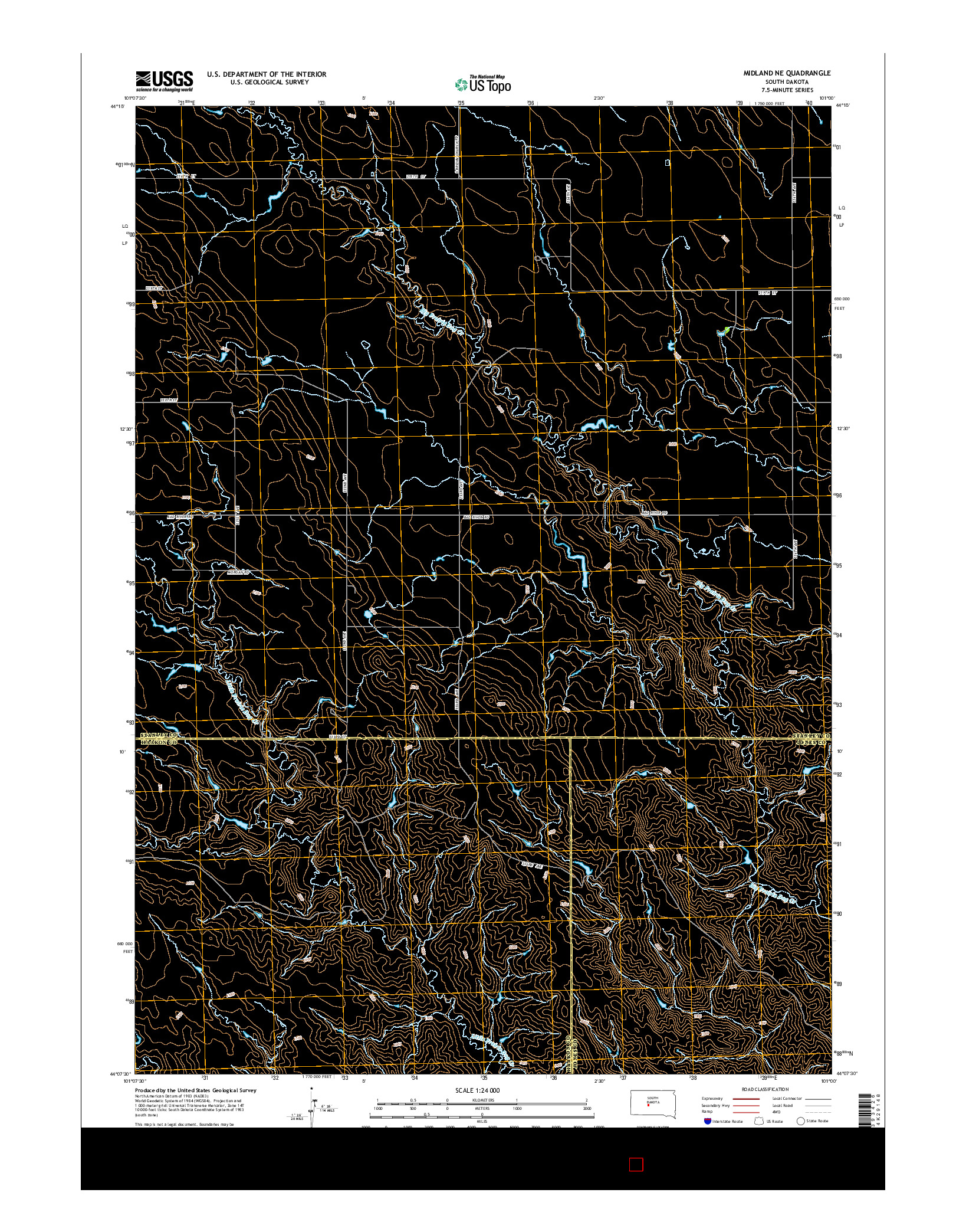 USGS US TOPO 7.5-MINUTE MAP FOR MIDLAND NE, SD 2015