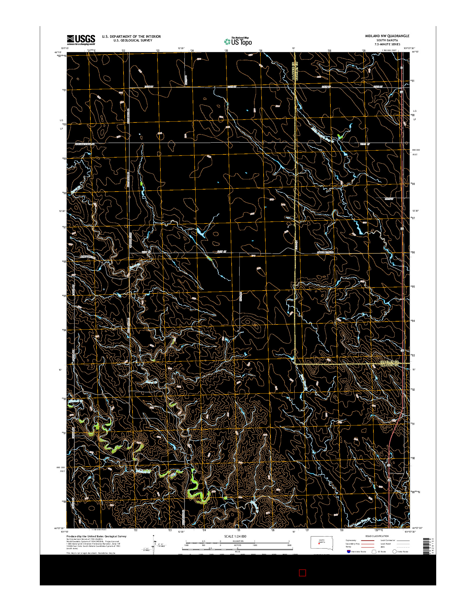 USGS US TOPO 7.5-MINUTE MAP FOR MIDLAND NW, SD 2015